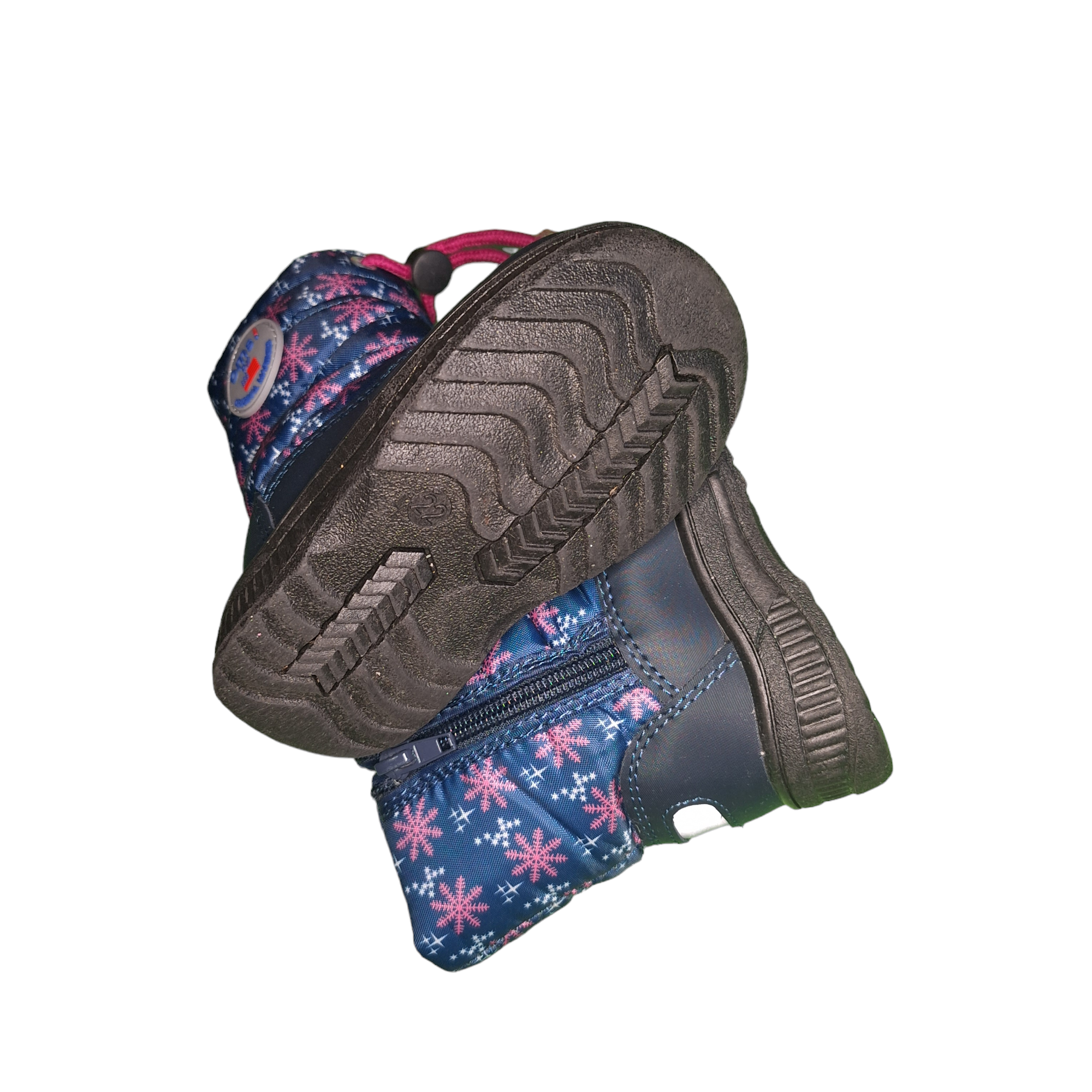Skischoenen met sneeuwvlokken