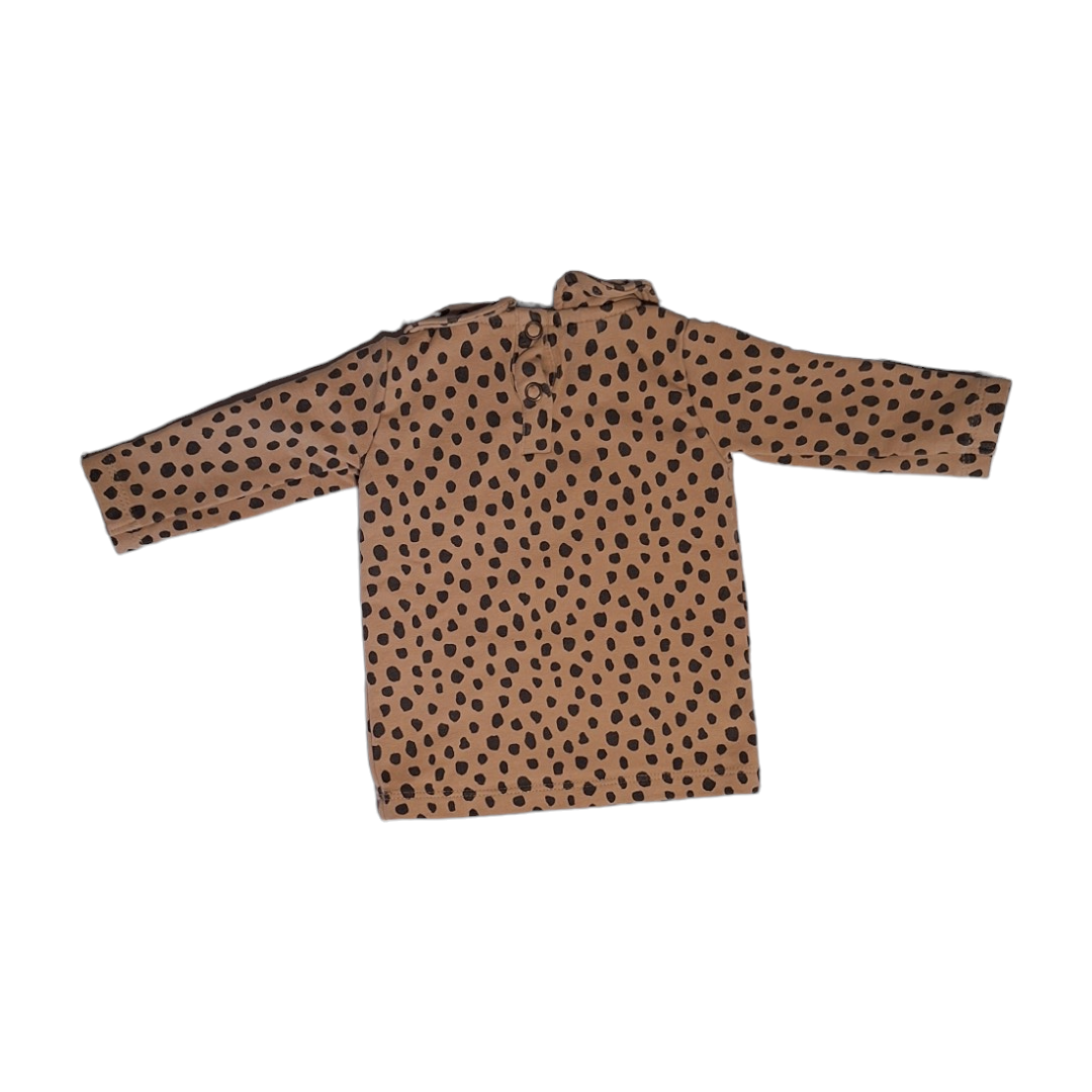 Lange mouwen luipaard shirt met kraag - 56/62CM