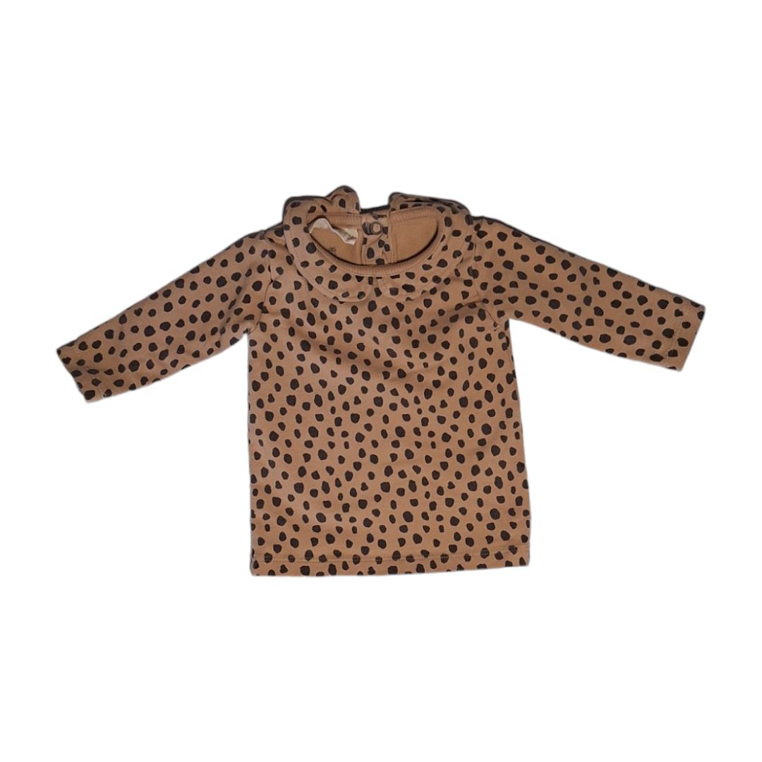 Lange mouwen luipaard shirt met kraag - 56/62CM