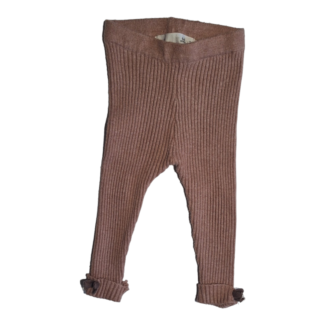 Geribbelde legging met strikken -6/9M