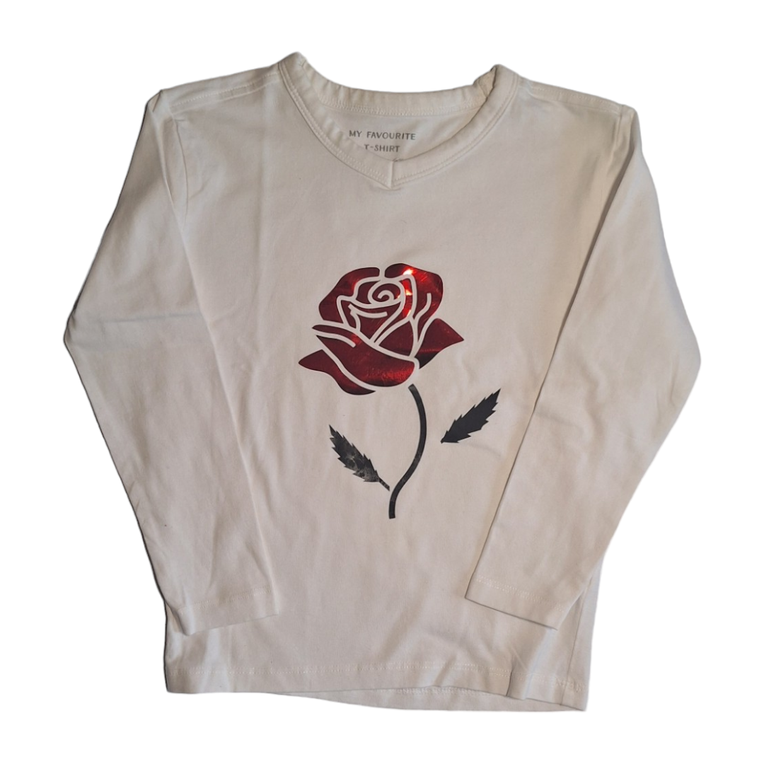 V-hals longsleeve Red Rose