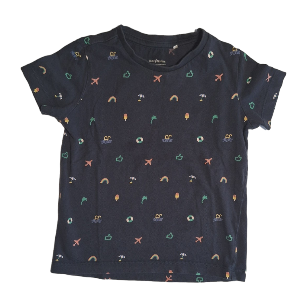 Blauw t-shirt met symbolen - 98CM