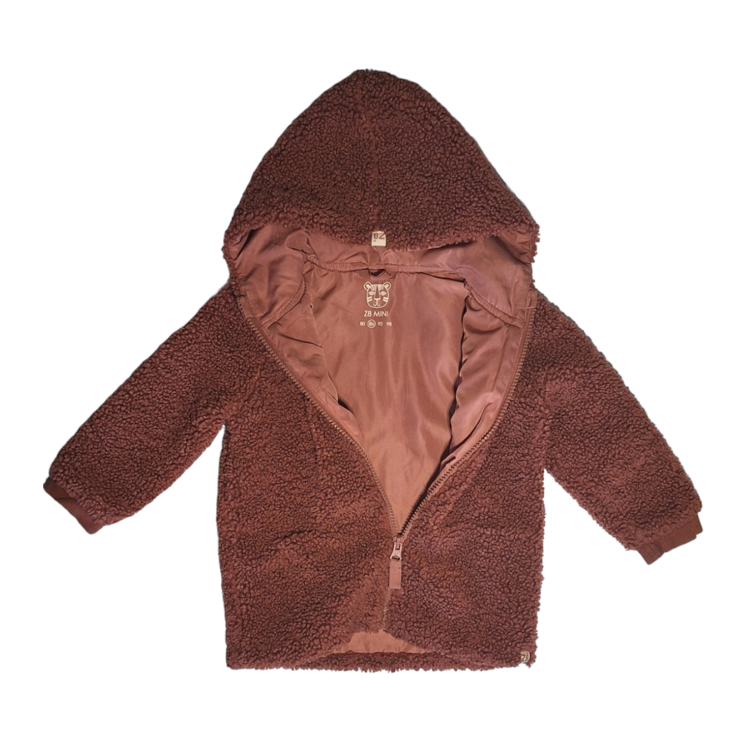 Jas sherpa bruin met rits 123 - 86CM
