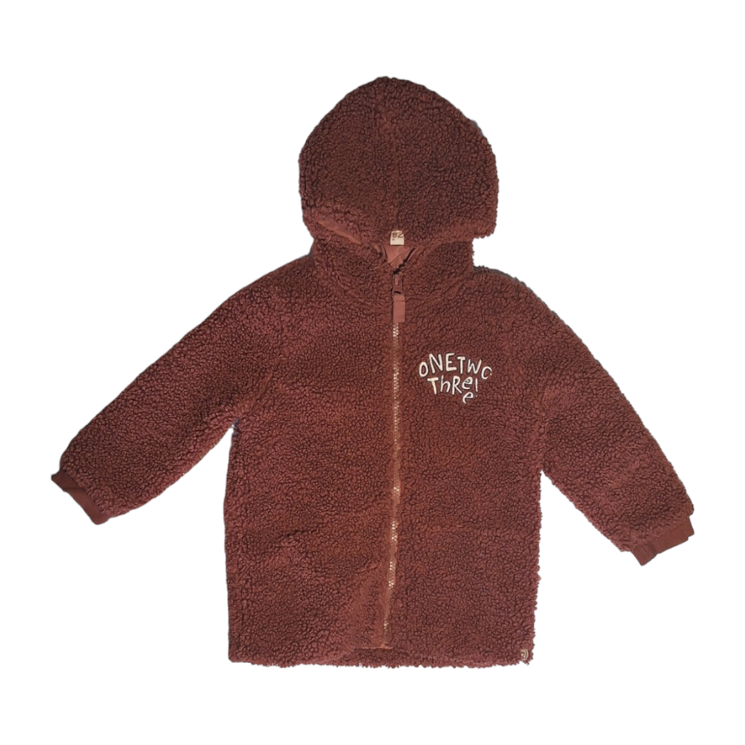Jas sherpa bruin met rits 123 - 86CM