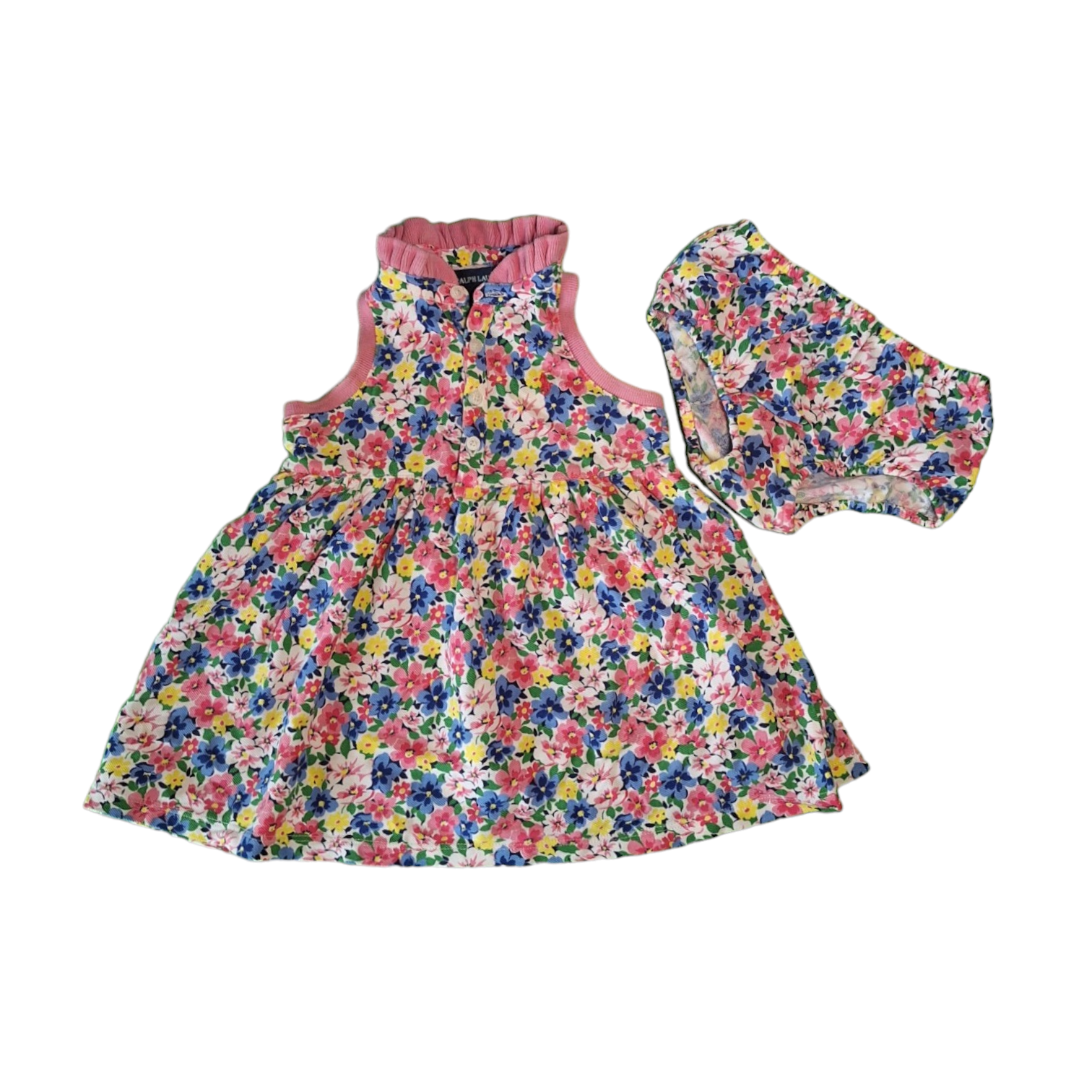 Bloemen fantasie jurk + slipje - 12M