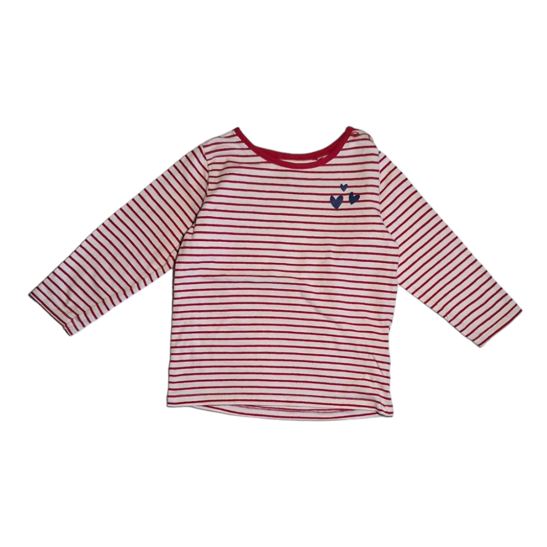 Striped shirt with hearts -12/24M