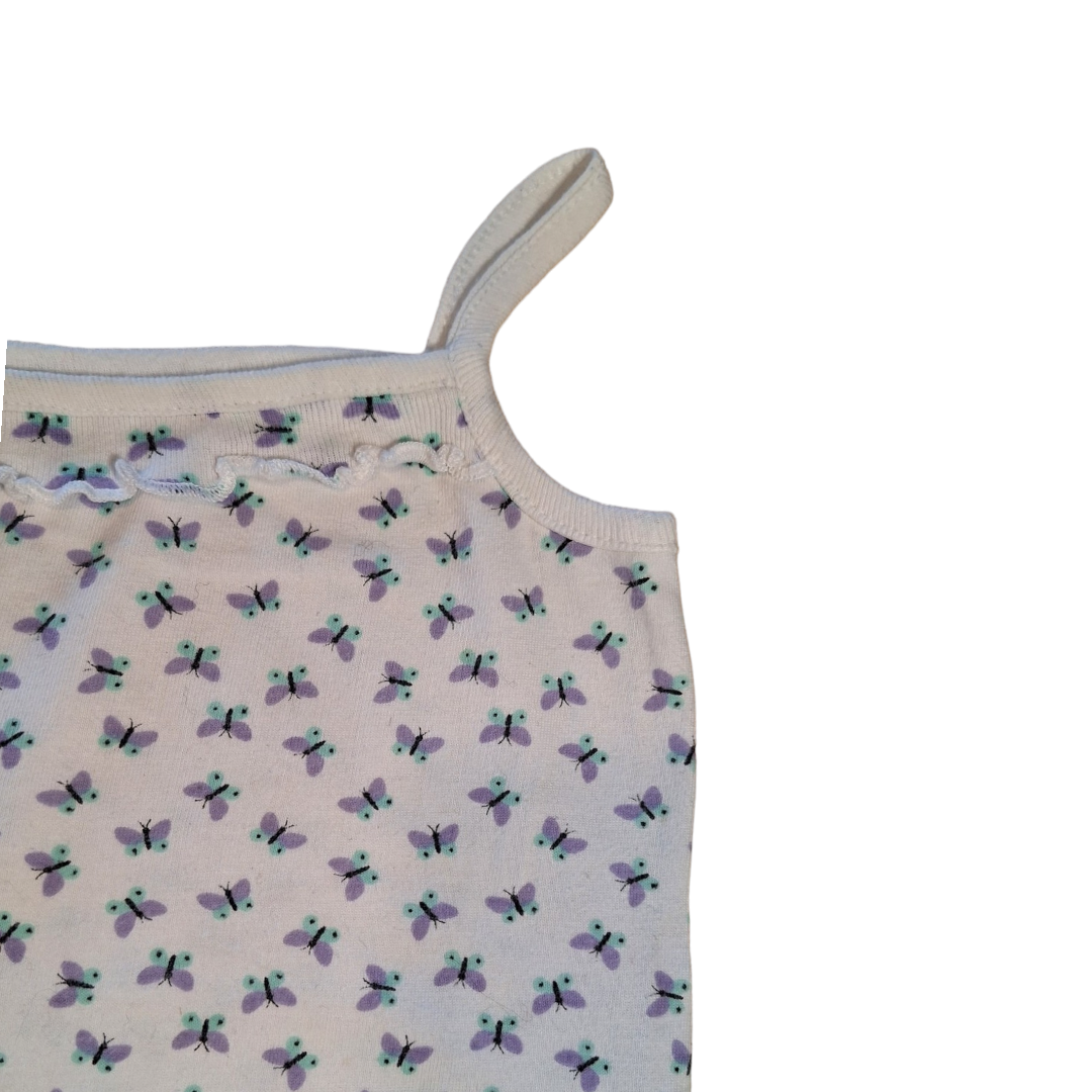 Spaghetti strepen romper met vlinders -74/80CM