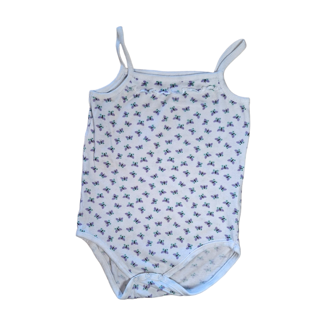 Spaghetti strepen romper met vlinders -74/80CM