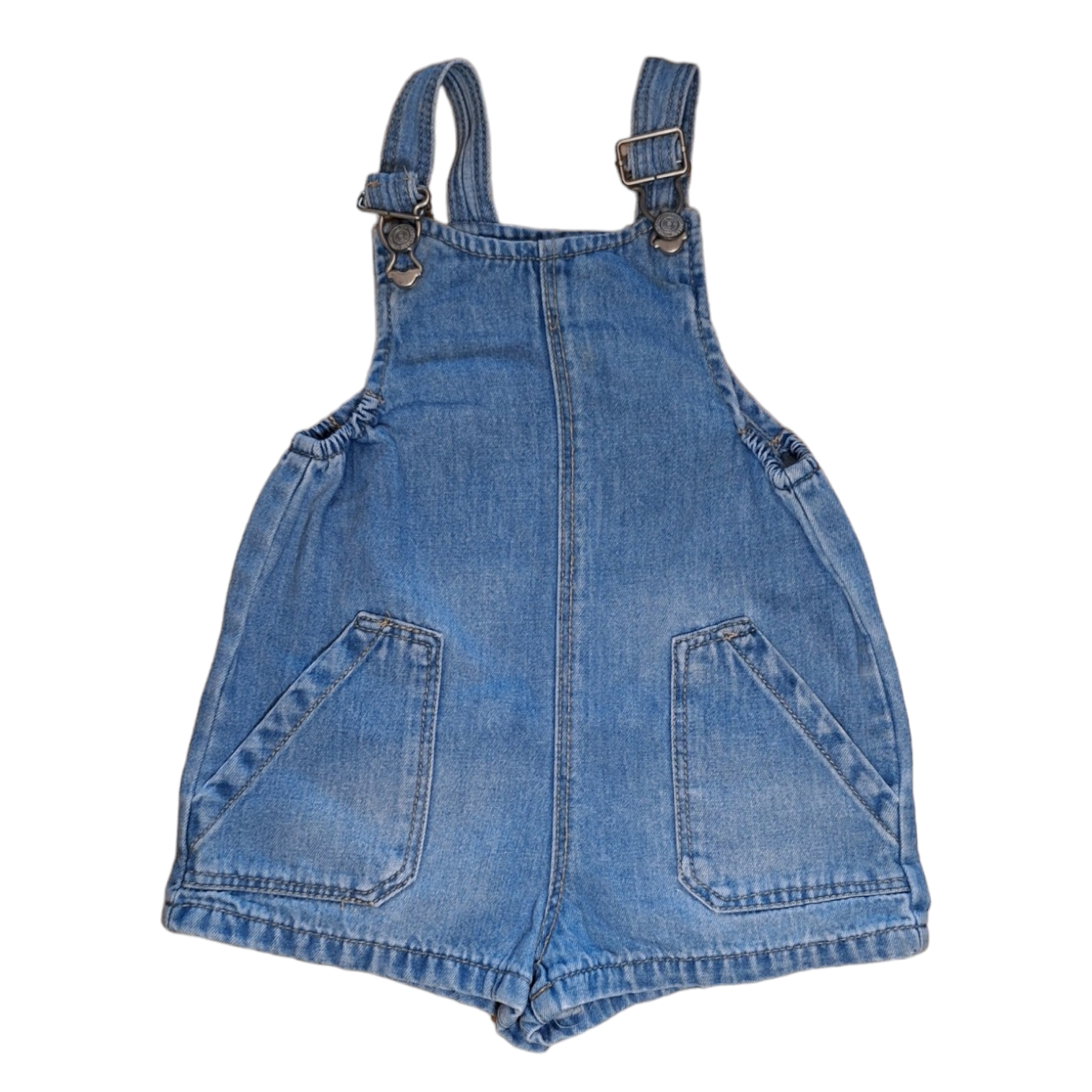 Denim short overalls with pockets - 9/12M
