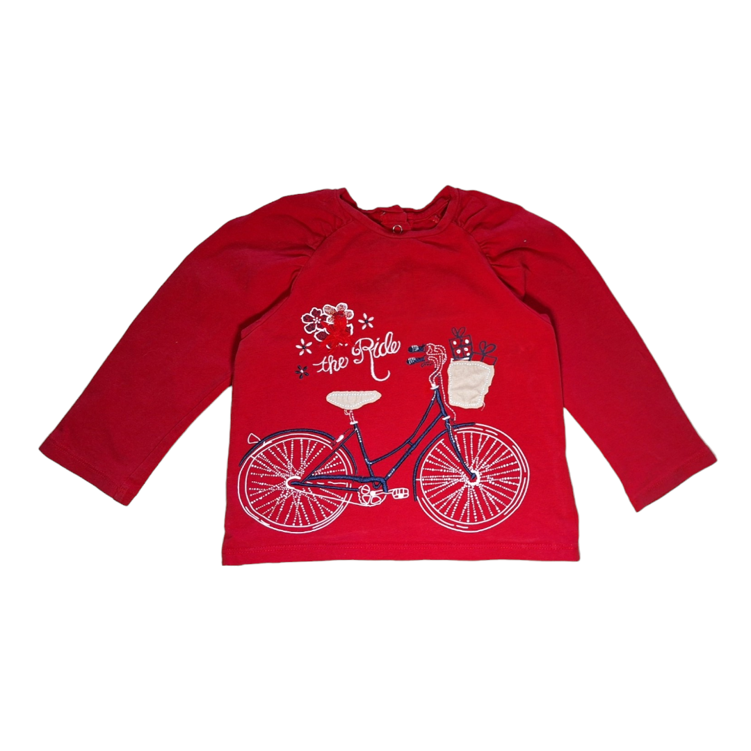 Shirt met lange mouwen en fiets - 86CM