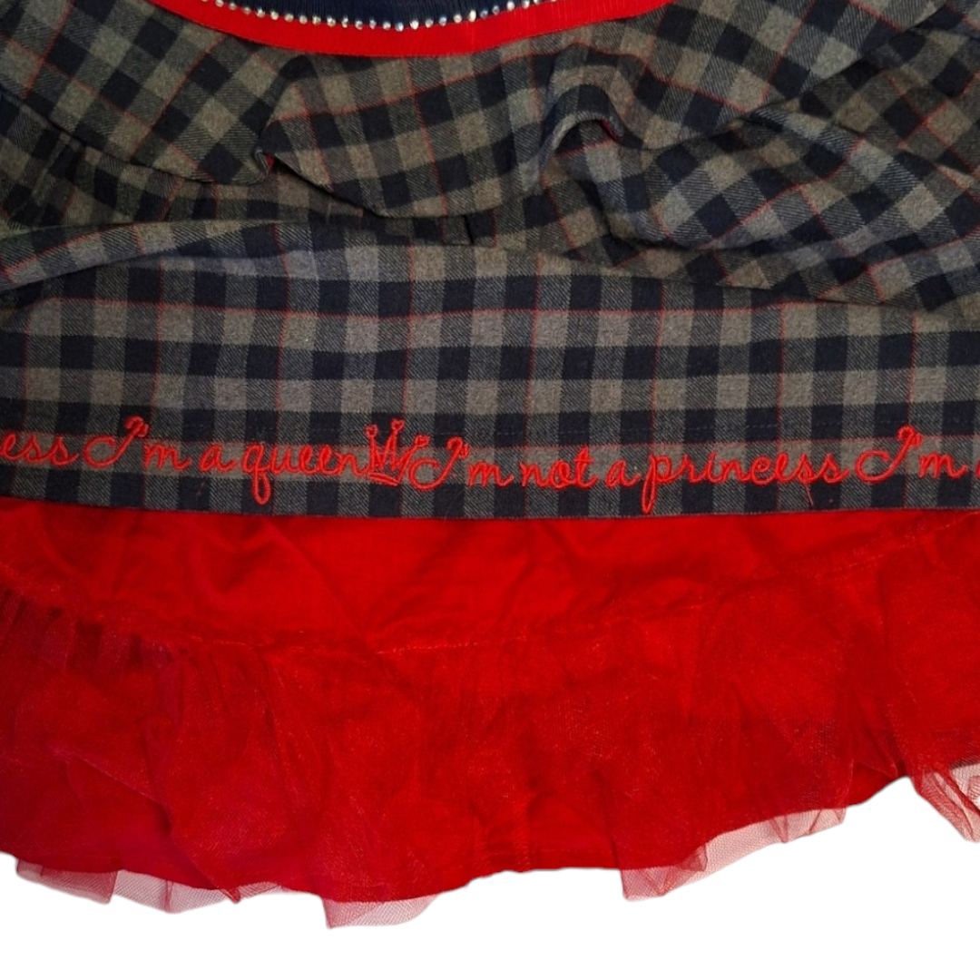 Geruite jurk met fluwelen details - 18M
