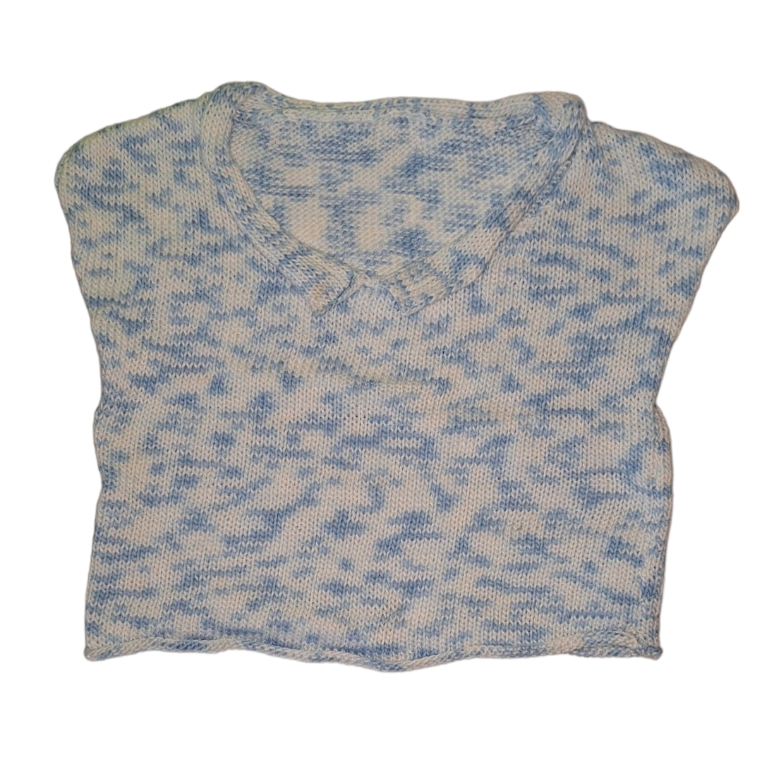 Handgemaakt vest V-hals melange - 90/98CM