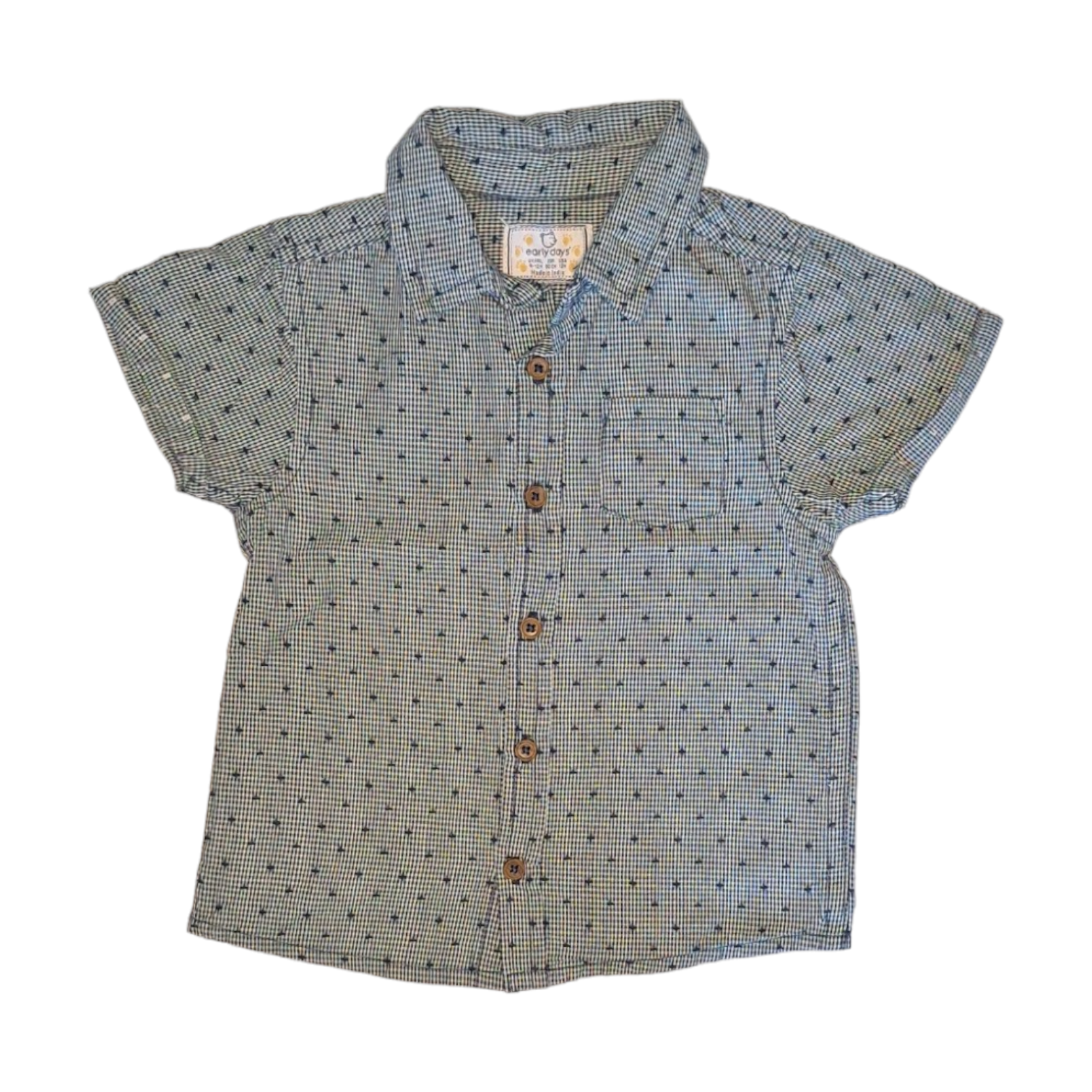 Kleine ruiten en stiksels Shirt 9/12M