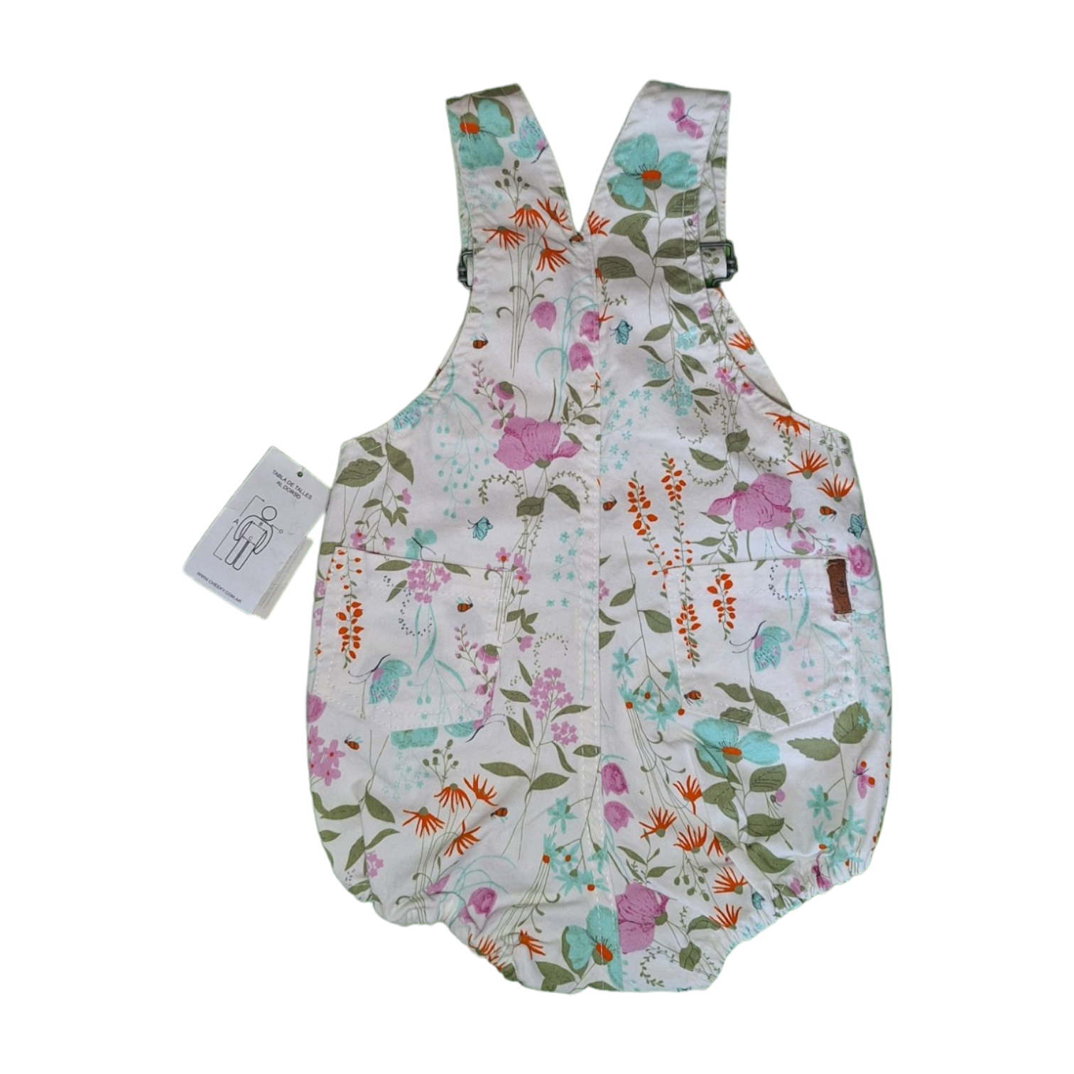 Korte overall met bloemen en bijen - 62/70CM
