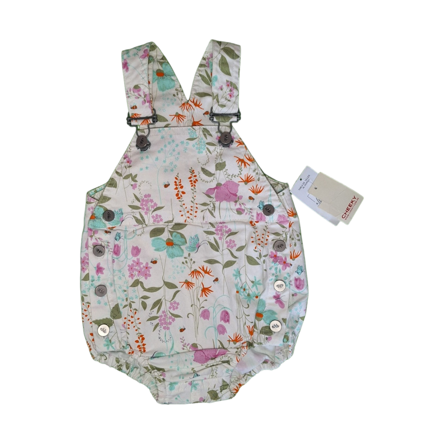 Korte overall met bloemen en bijen - 62/70CM