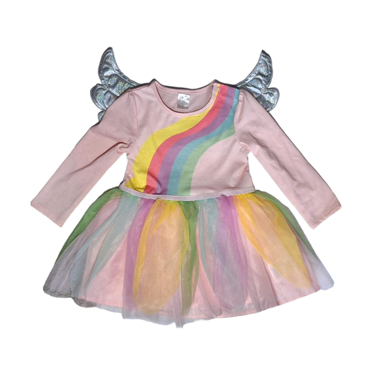 Regenboogjurk met vleugels -86/92CM
