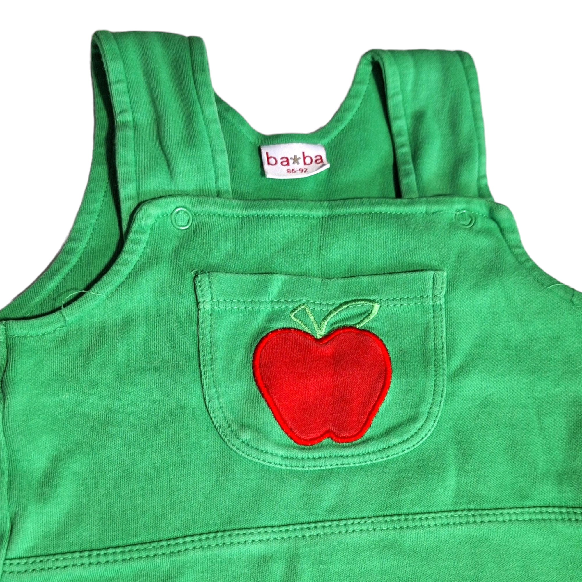 Groene overall met appel - 86/92CM