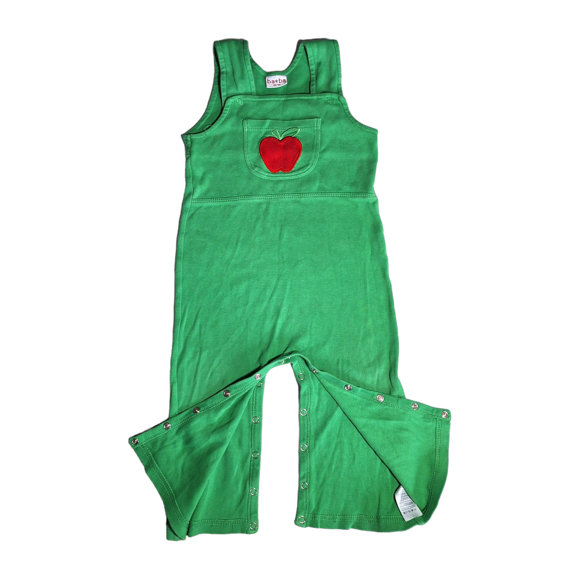 Groene overall met appel - 86/92CM