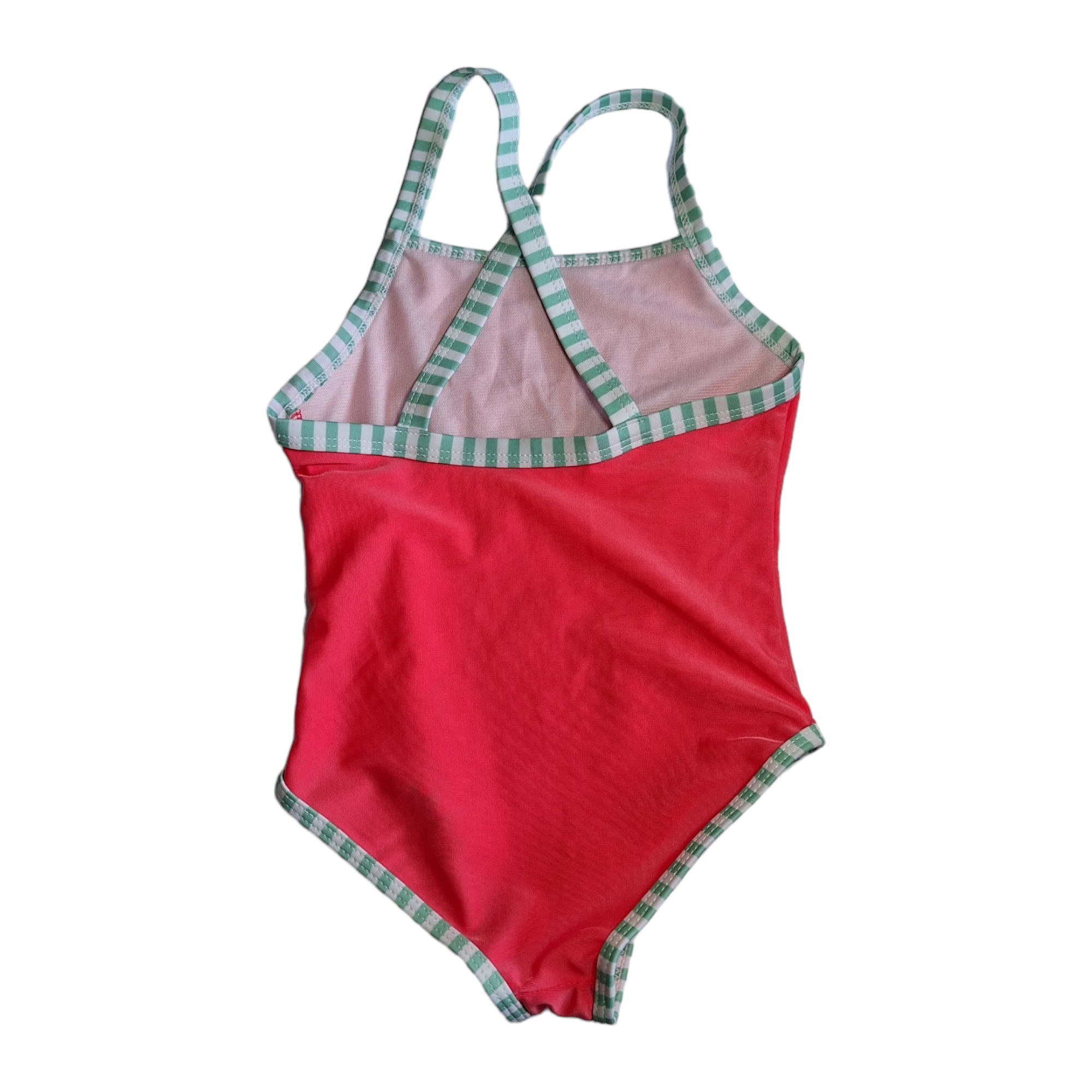 Swimsuit pink with striped strings -12/18M