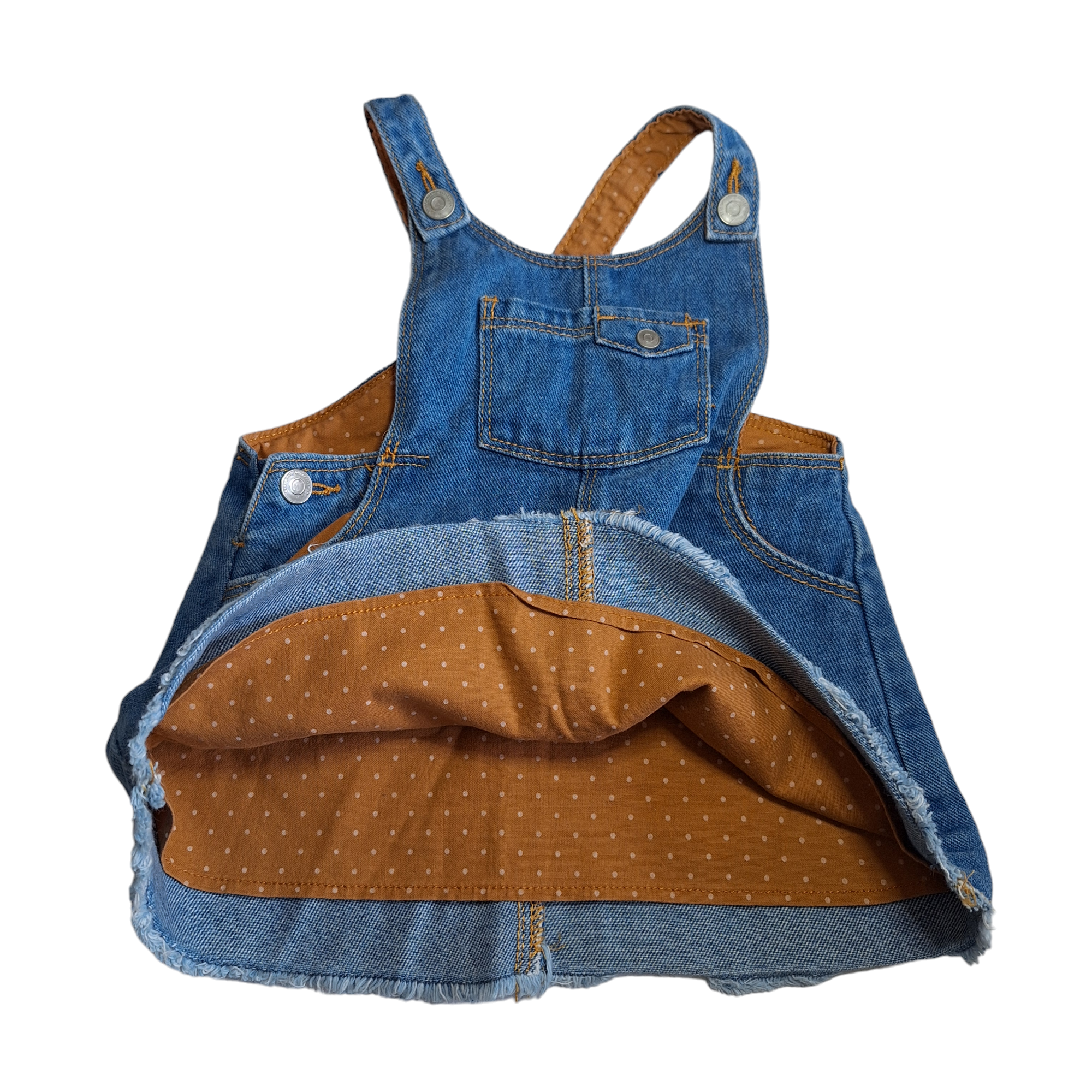 Denim overalls with skirt with pockets - 6/9M