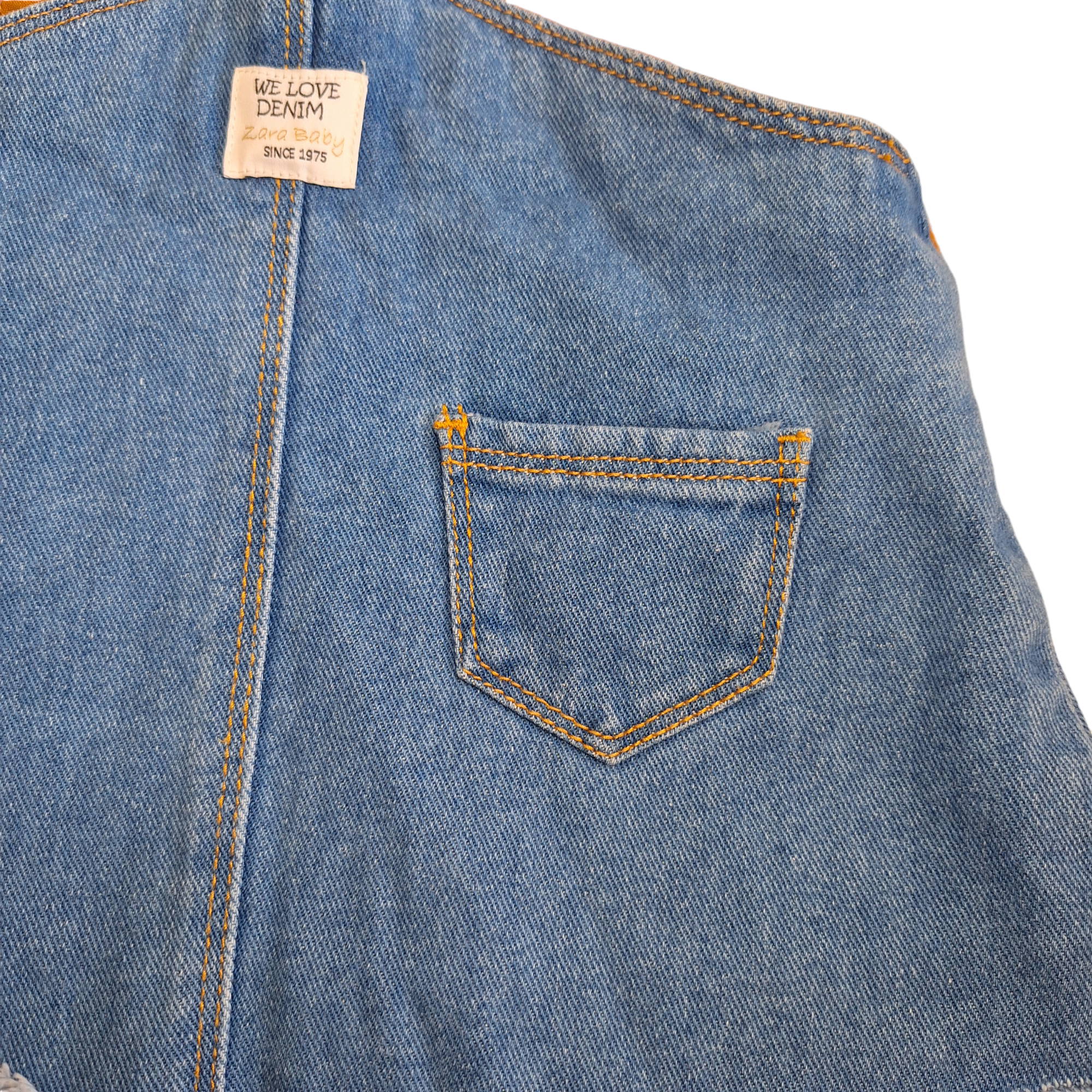 Denim overalls with skirt with pockets - 6/9M