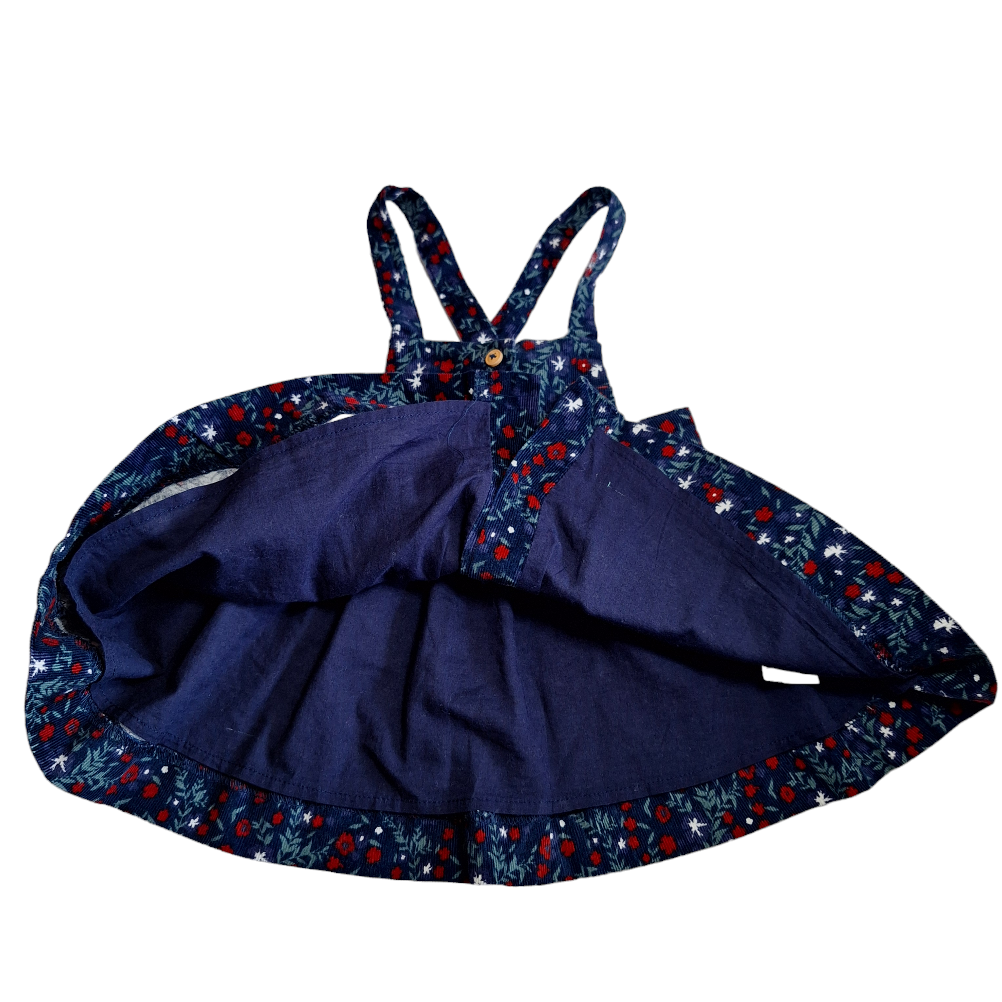 Skirt overalls with braces in velvet - 9/12M