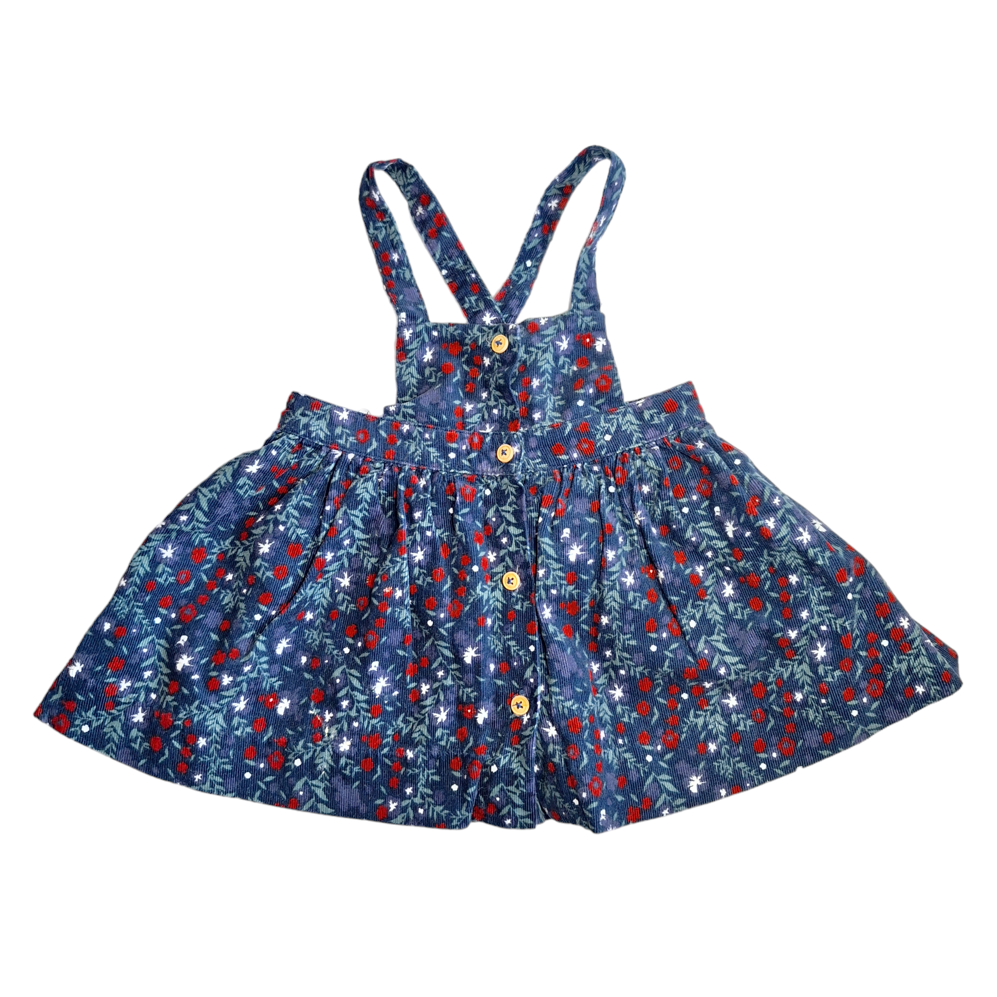 Skirt overalls with braces in velvet - 9/12M