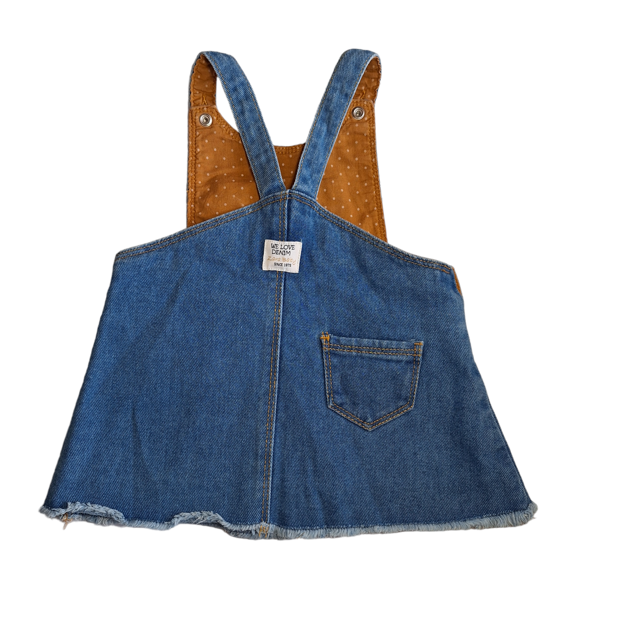 Denim overalls with skirt with pockets - 6/9M