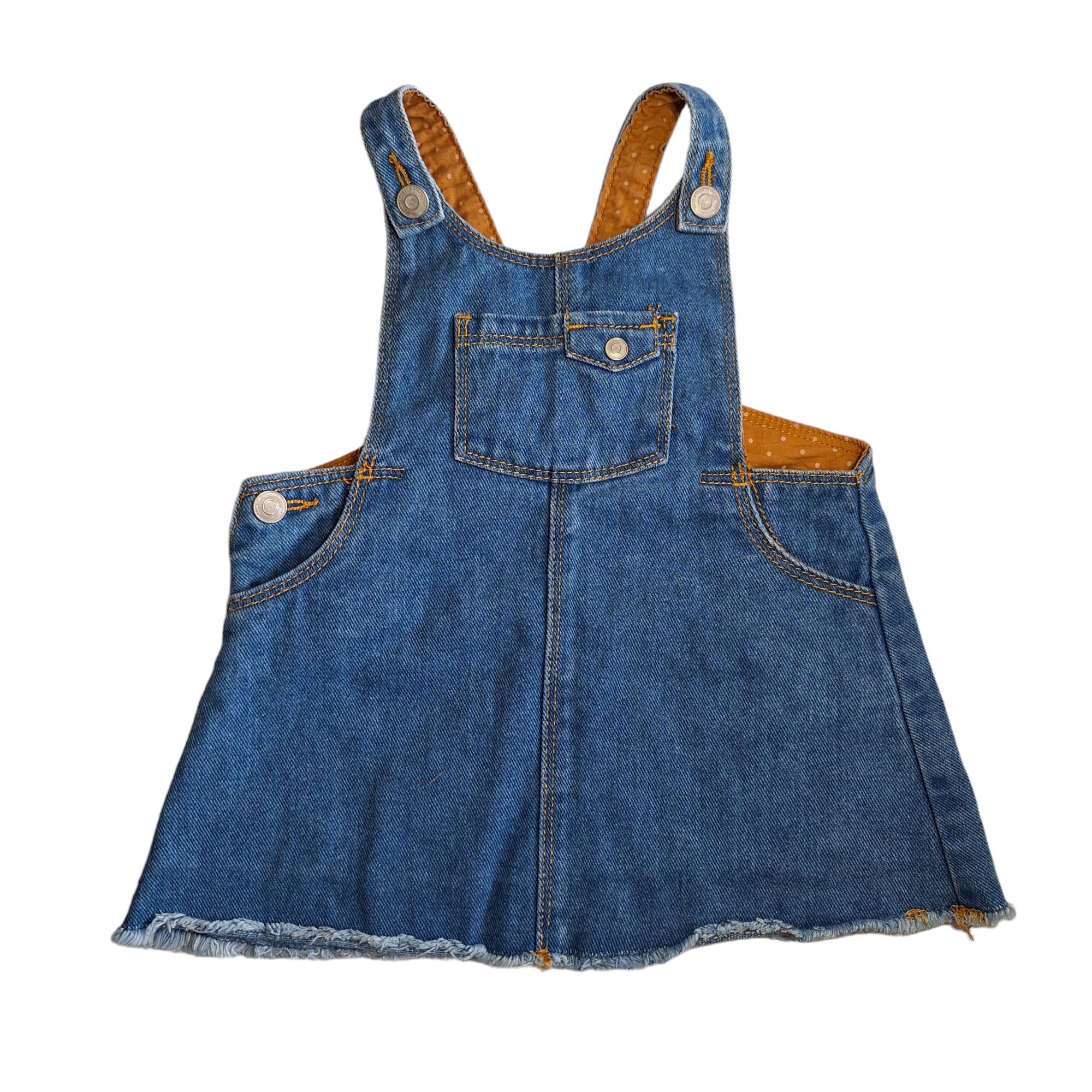Denim overalls with skirt with pockets - 6/9M