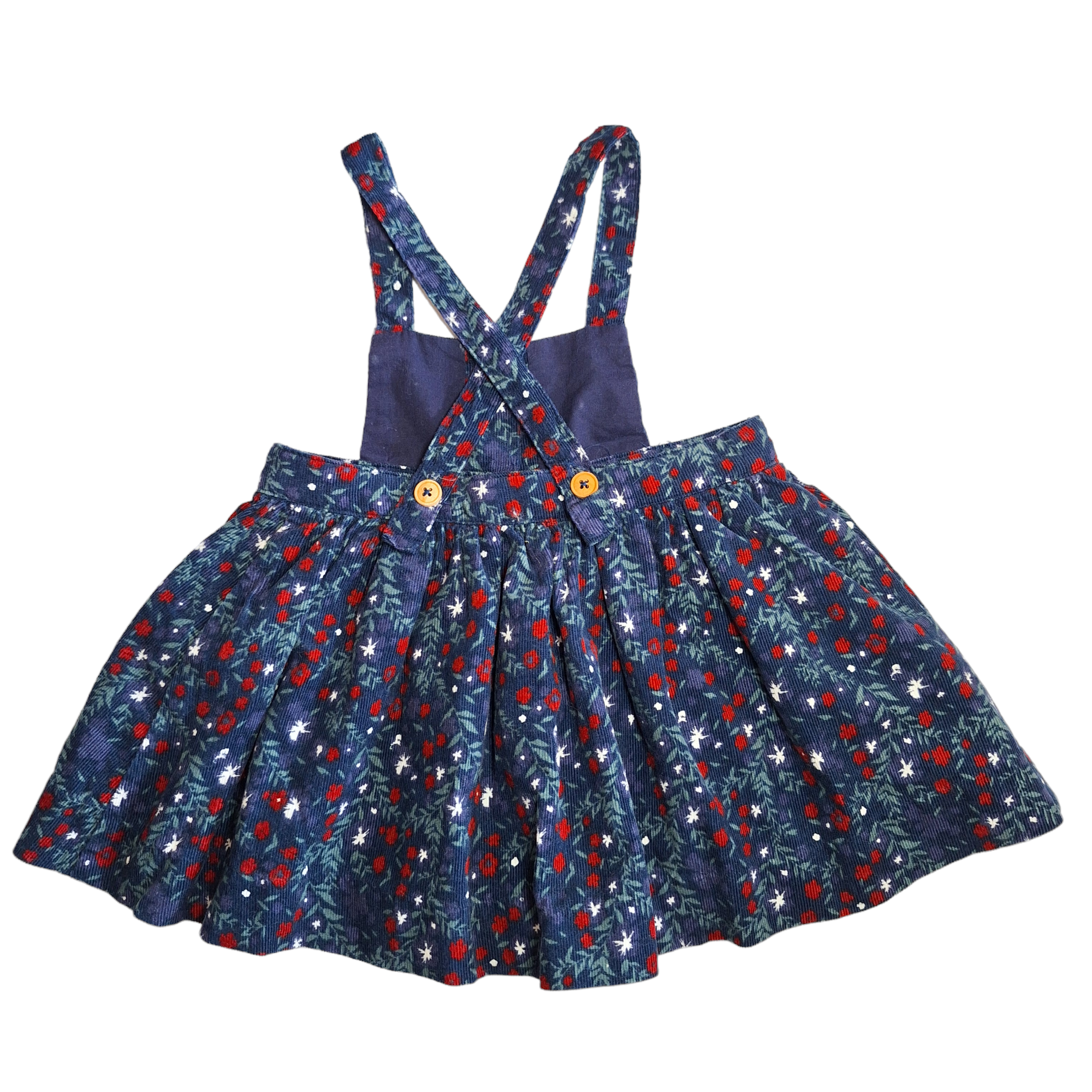 Skirt overalls with braces in velvet - 9/12M
