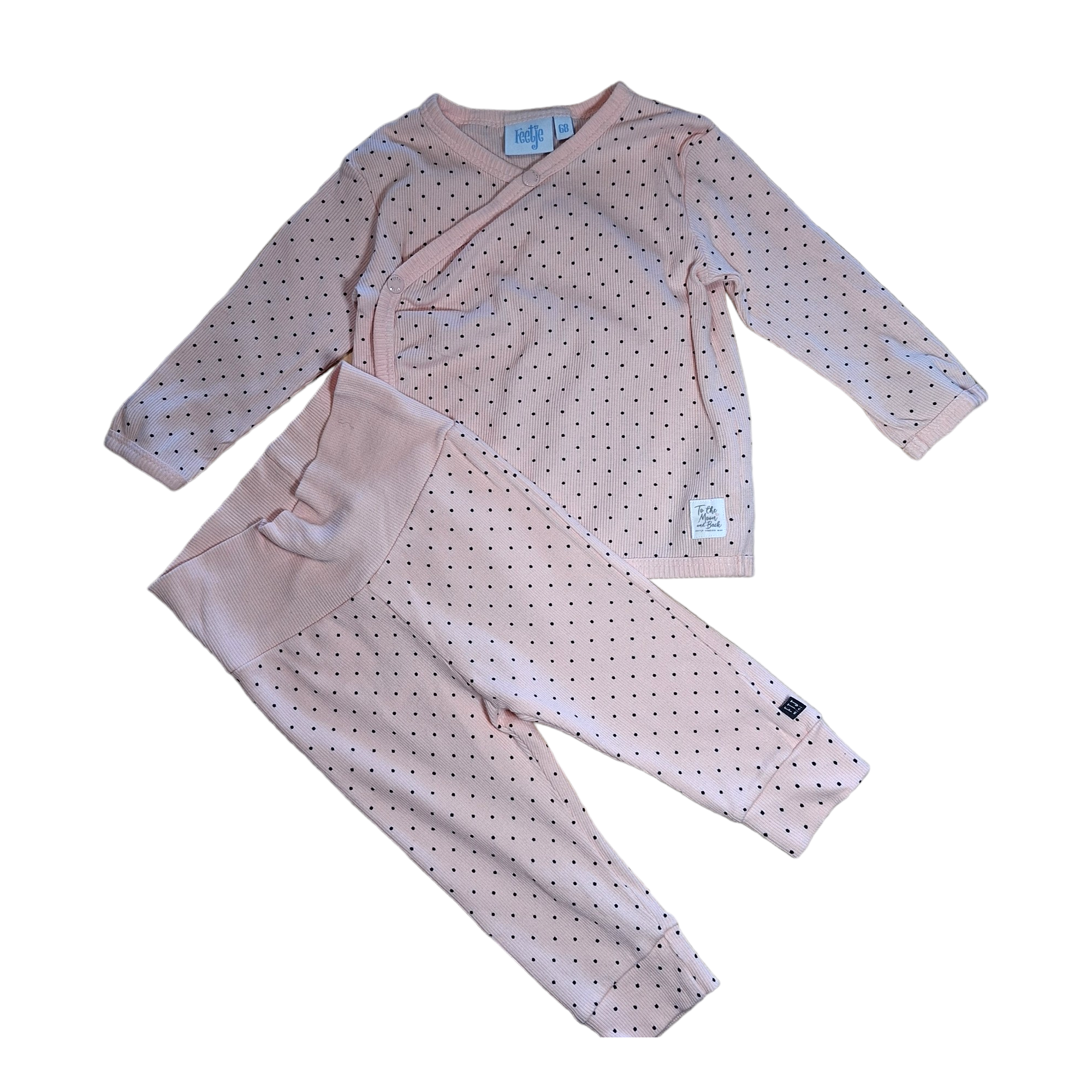 Geribbelde set top & broek met pois - 68CM
