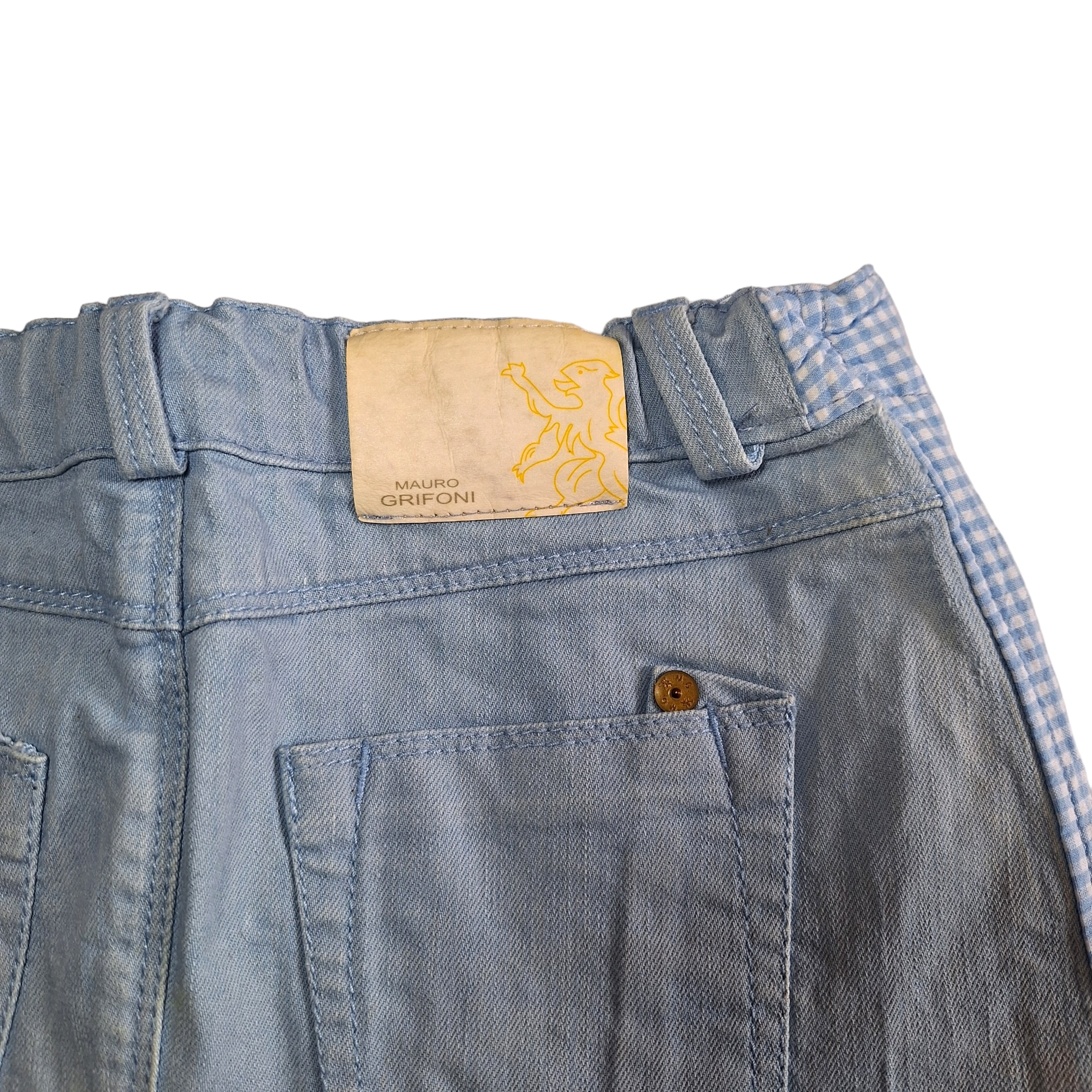 Denim skirt with check details - 5Y