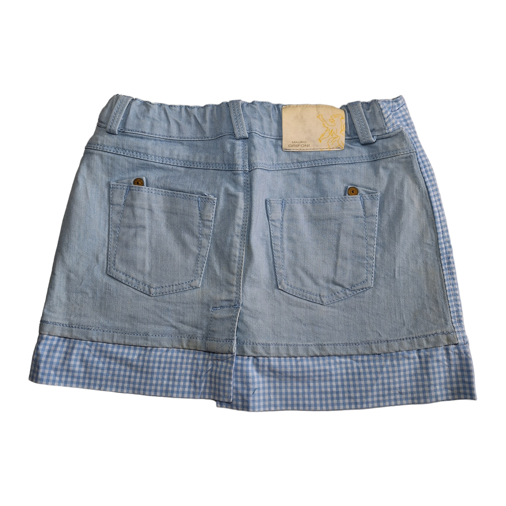 Denim skirt with check details - 5Y