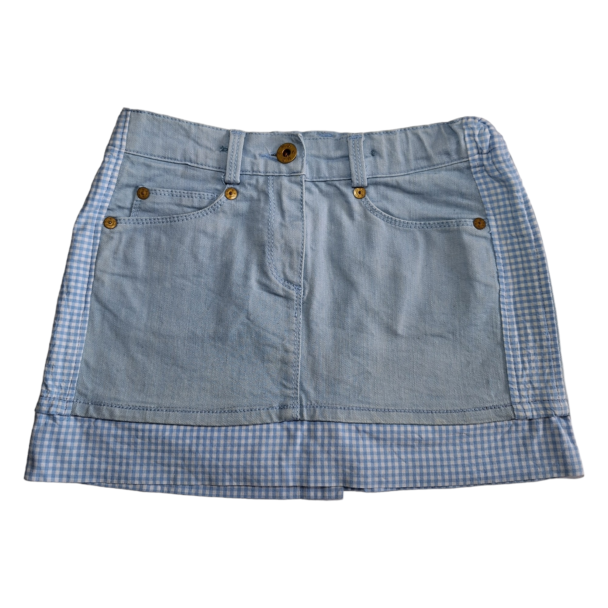 Denim skirt with check details - 5Y