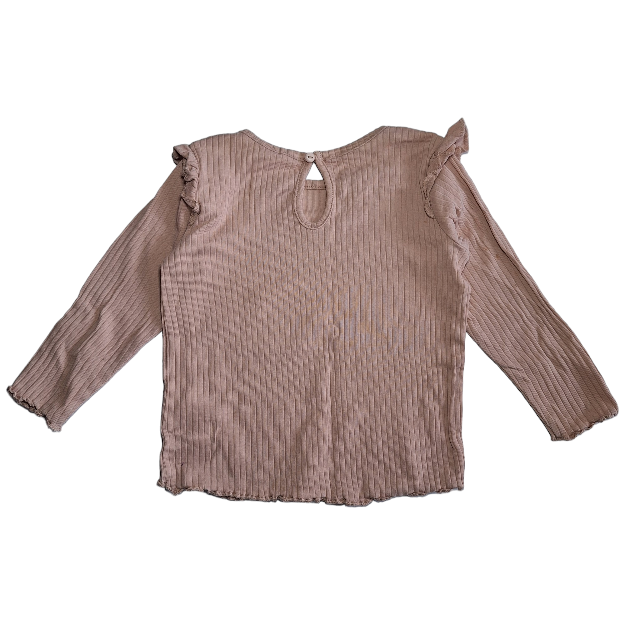 Lange mouwen geribbeld shirt met ruches - 80CM