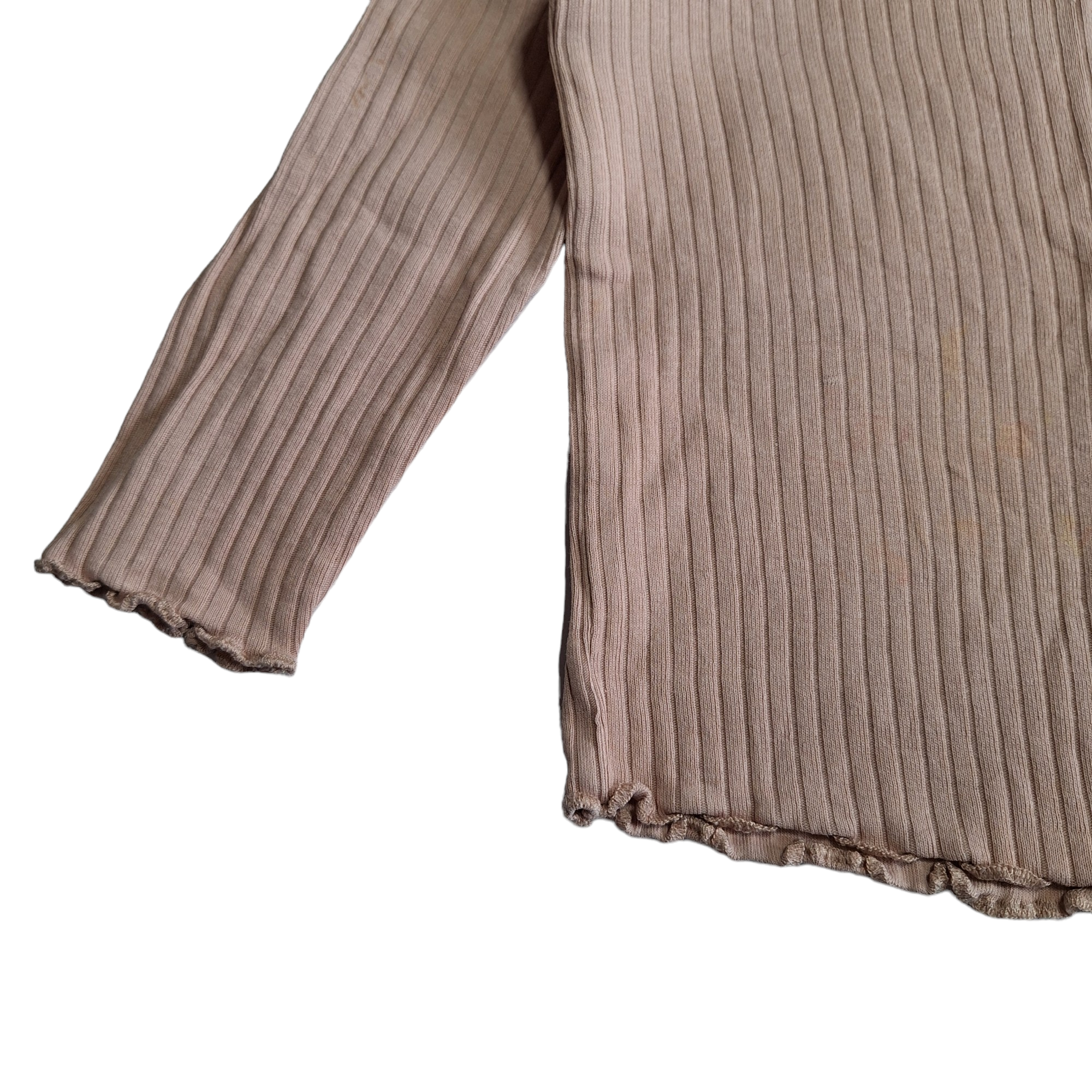 Lange mouwen geribbeld shirt met ruches - 80CM