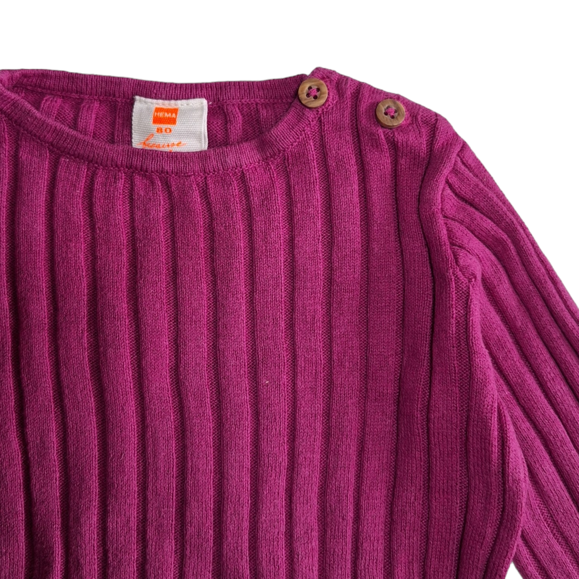 Geribbeld shirt met lange mouwen - 80CM