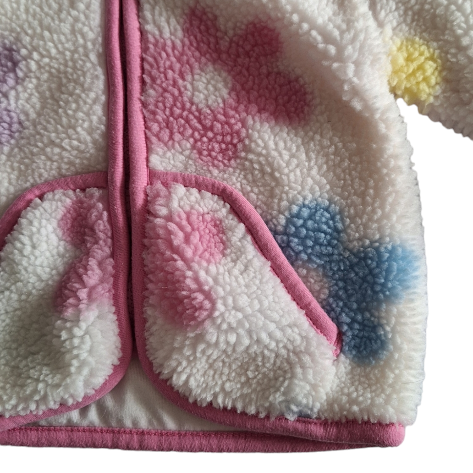 Furry Teddy zipped coat flowers 3/6M