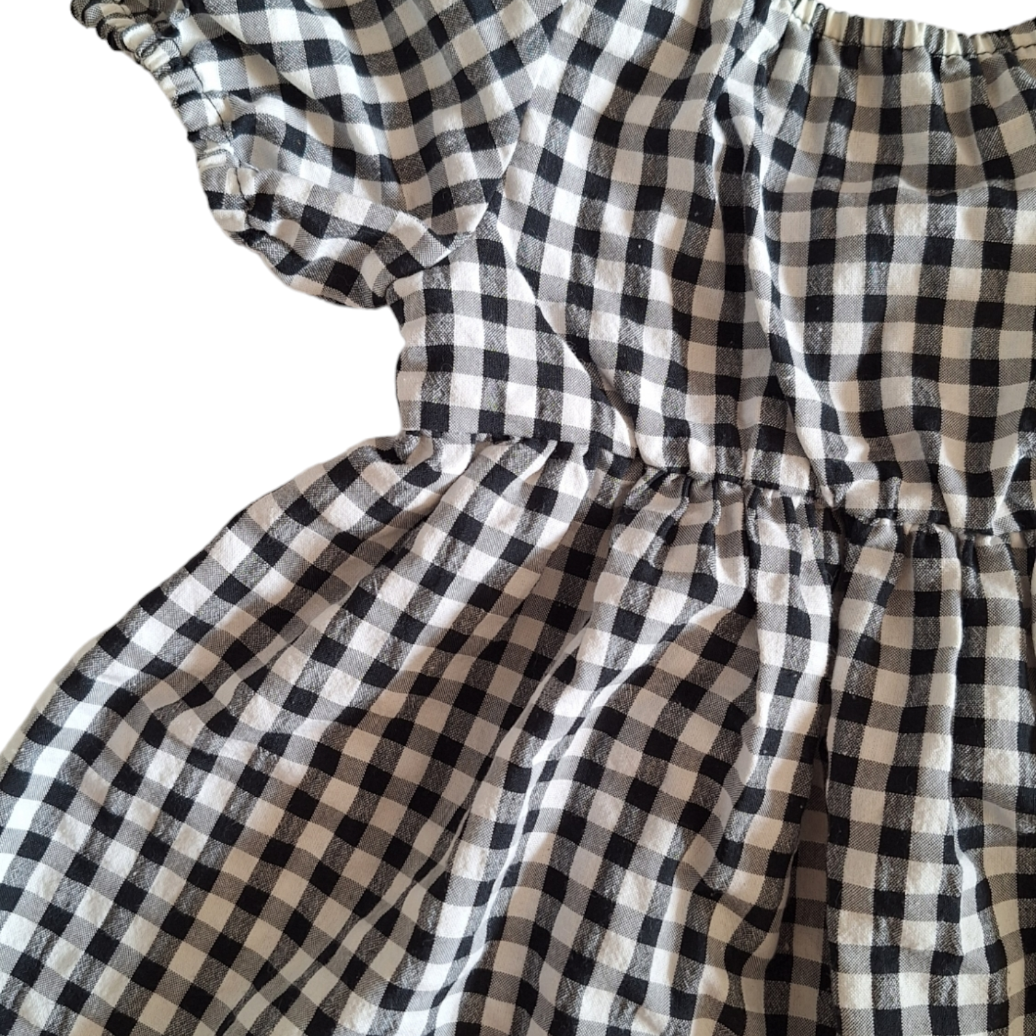Geruite jurk met ballonschouders - 9/12M