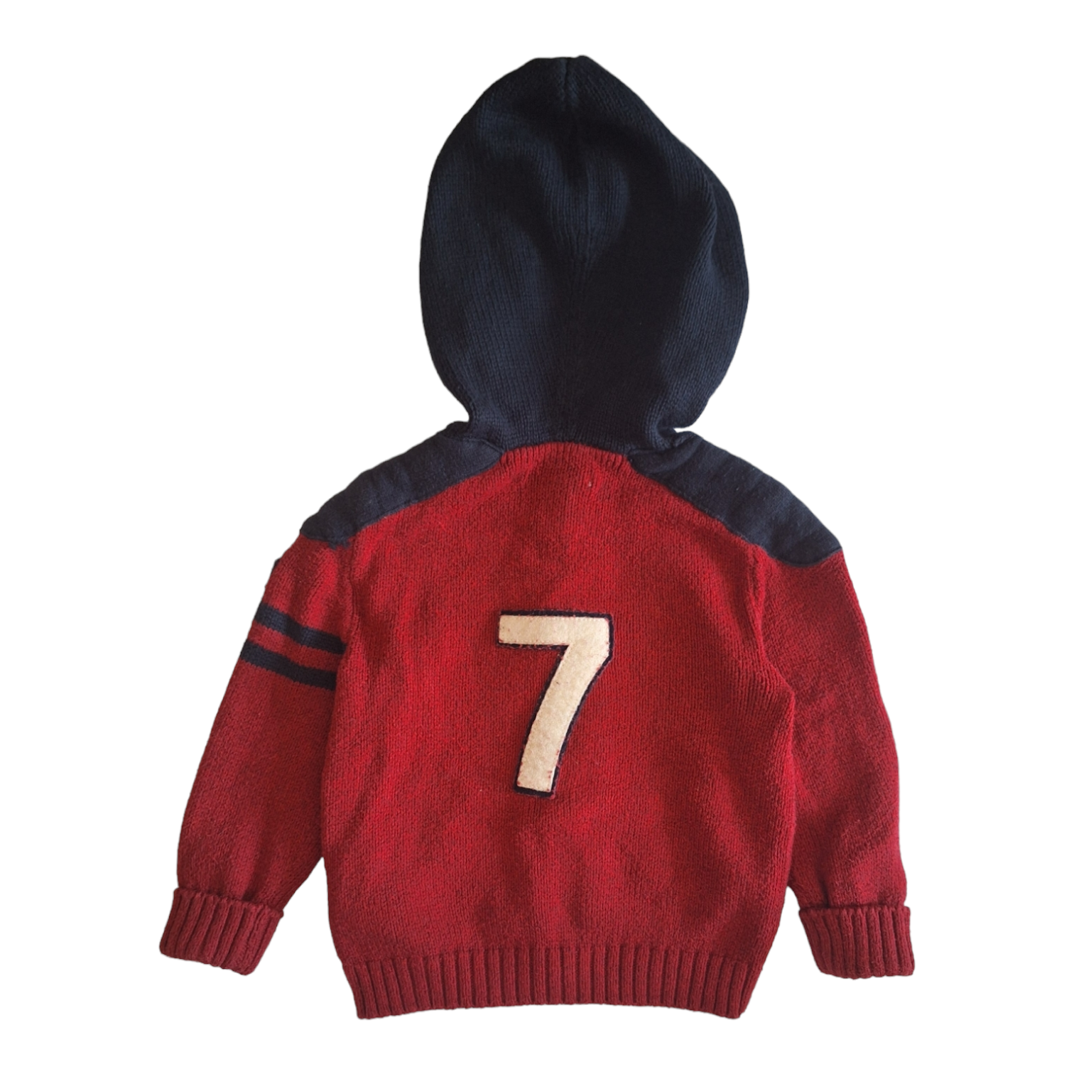 Tweekleurige trui met capuchon - 12M