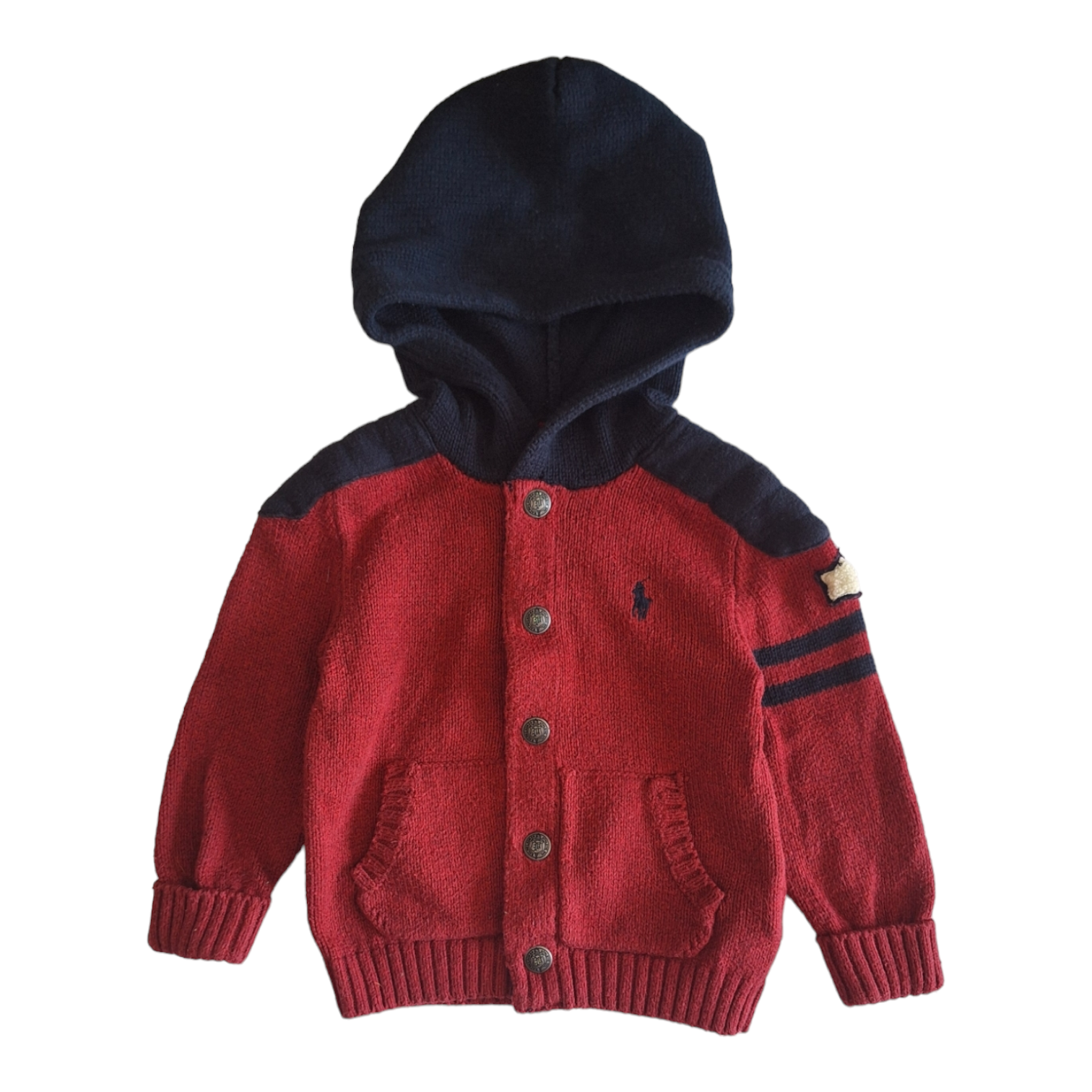 Tweekleurige trui met capuchon - 12M