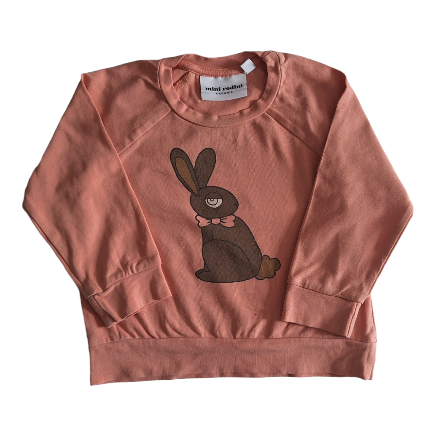 Konijn met strik biologisch shirt met lange mouwen - 80/86CM