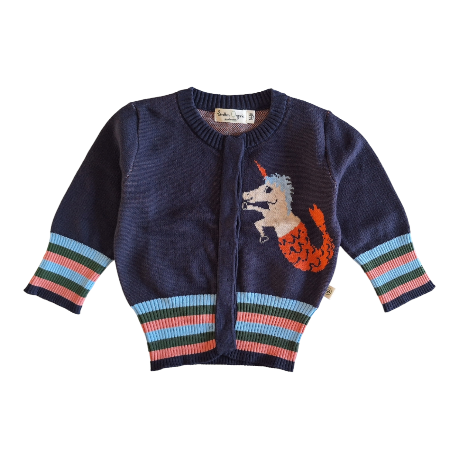 Biologisch eenhoorn zeepaardje vest - 74/80CM