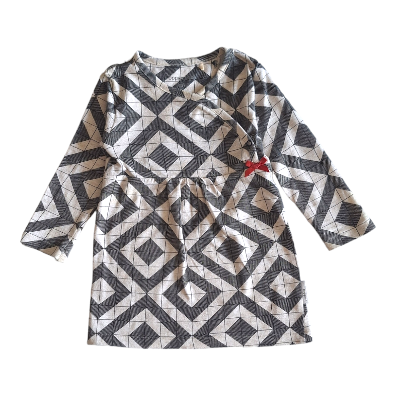 Jurk geometrisch patroon strik - 6/9M