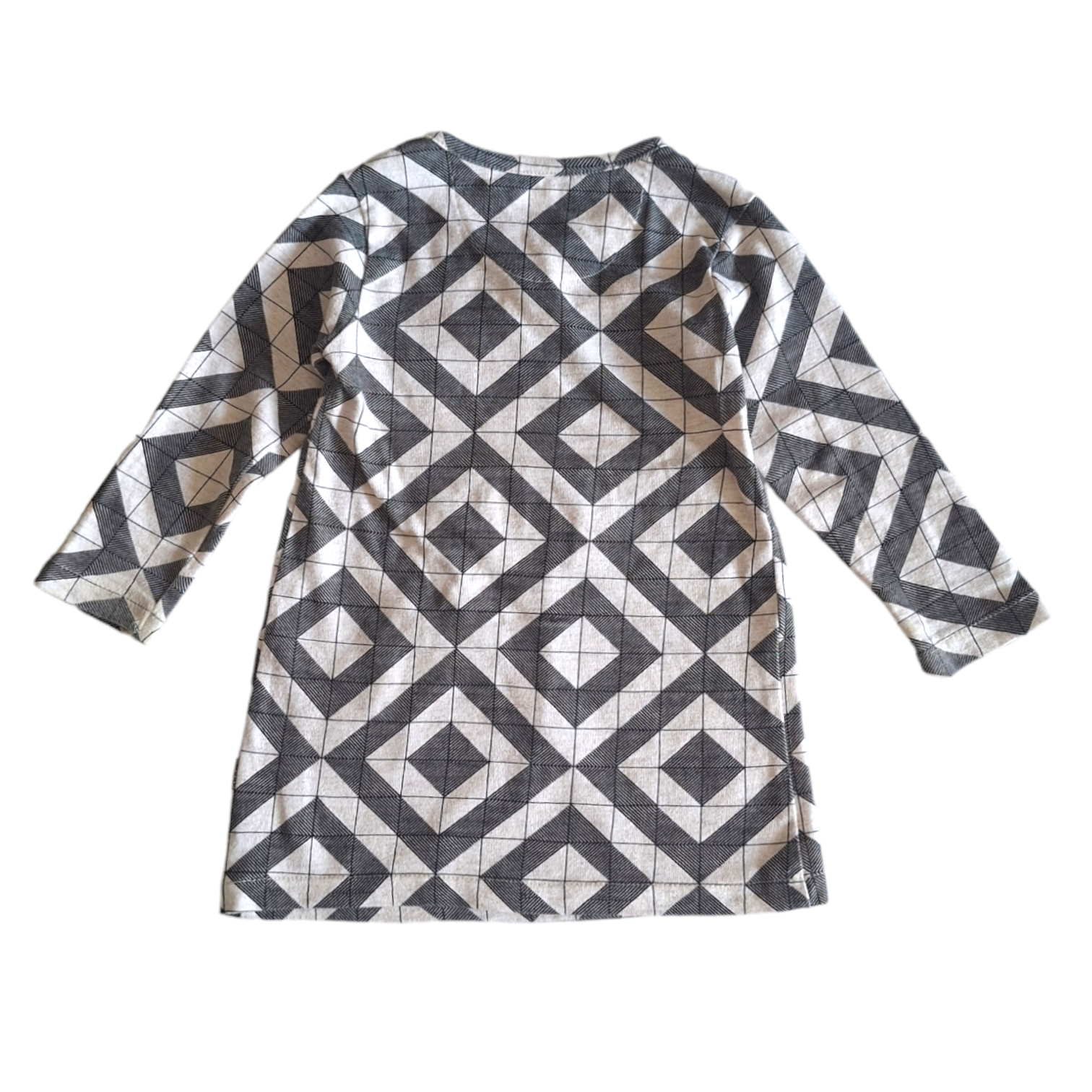 Jurk geometrisch patroon strik - 6/9M