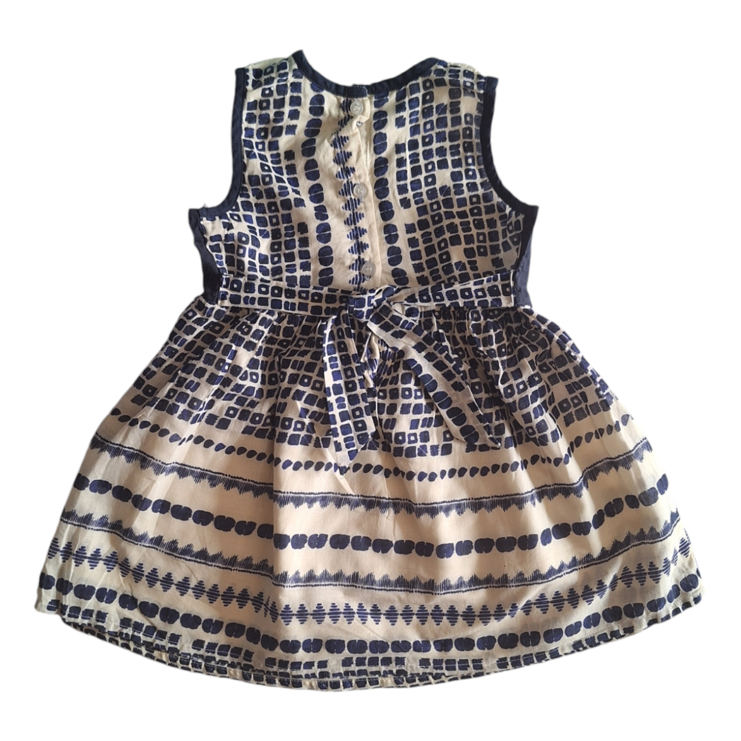 Blauwe jurk met patroon en riem - 2/3Y