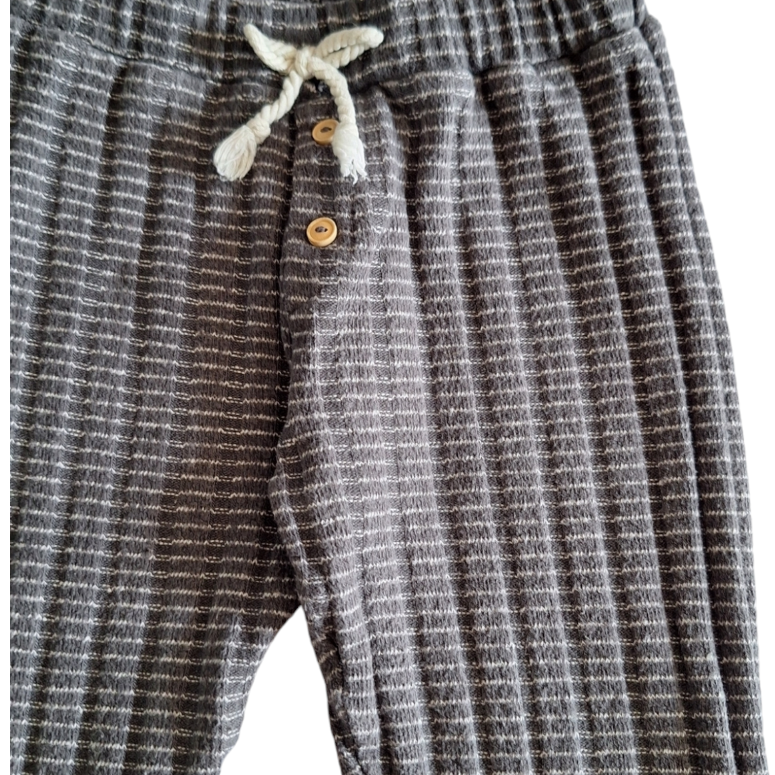 Gebreide gestreepte broek met touwtjes - 3/4Y