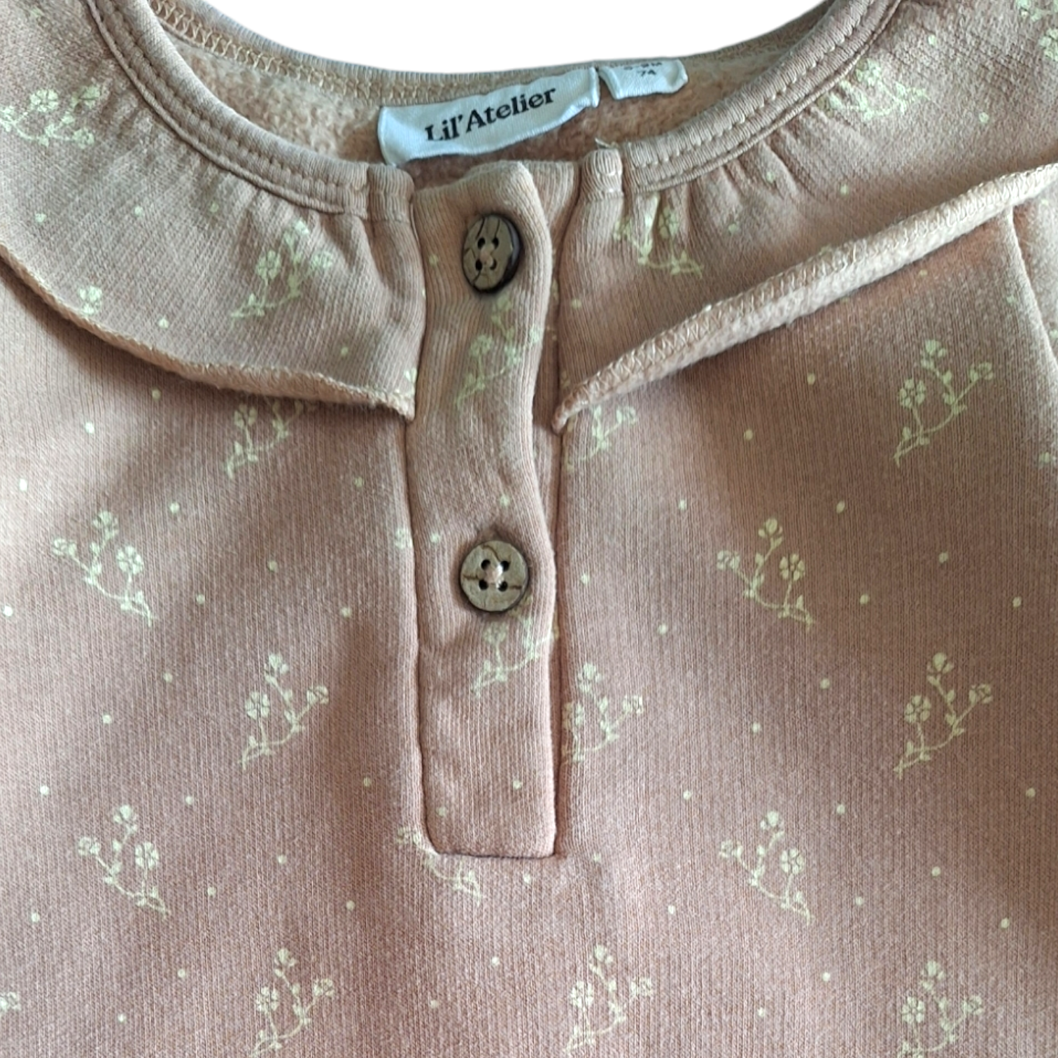 Organic fleeced dress with flowers - 74CM