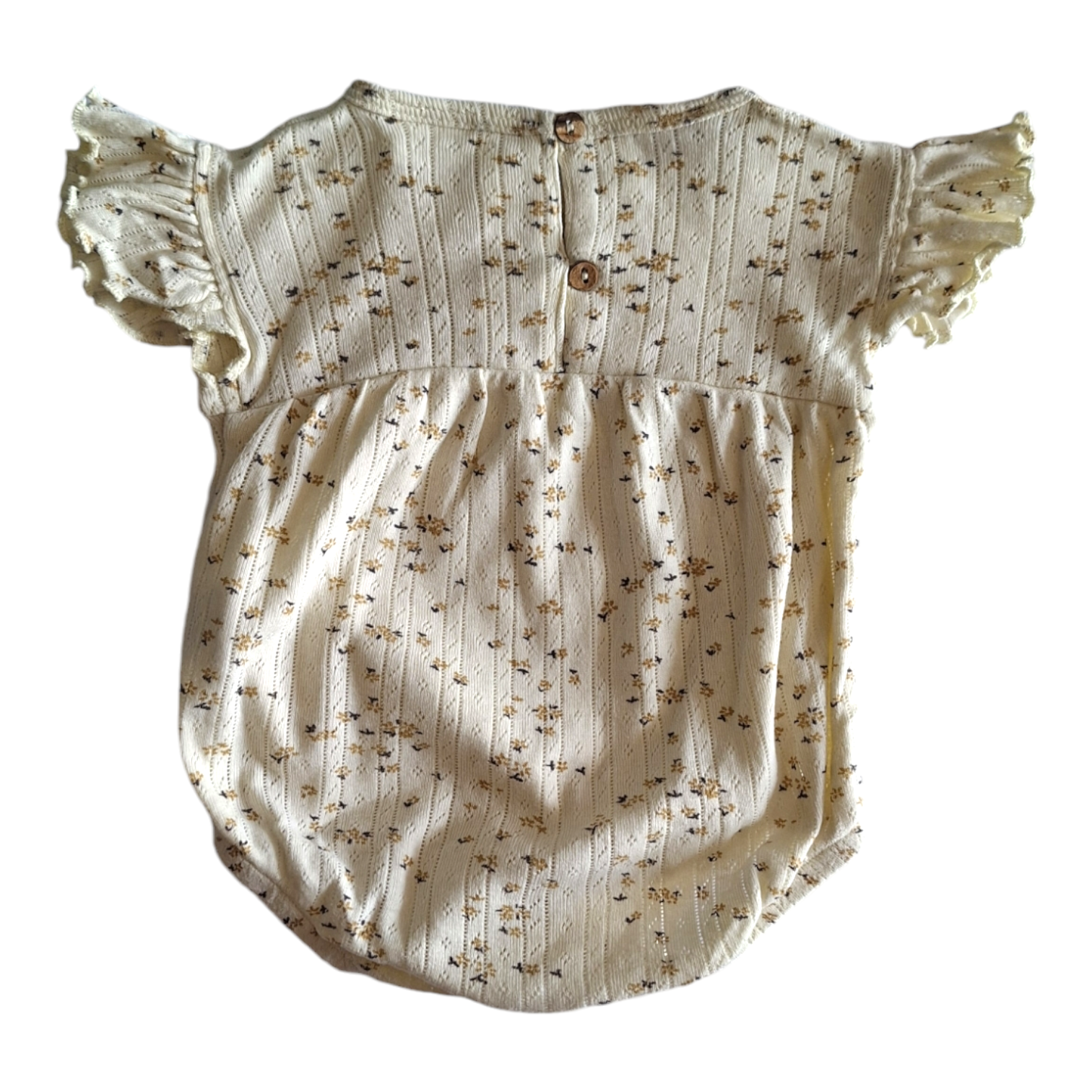 Gebreide geribbelde details en bloemen romper - 62CM