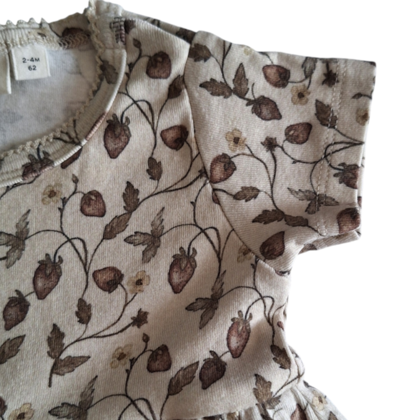Short sleeves dress- romper with strawberries - 62CM
